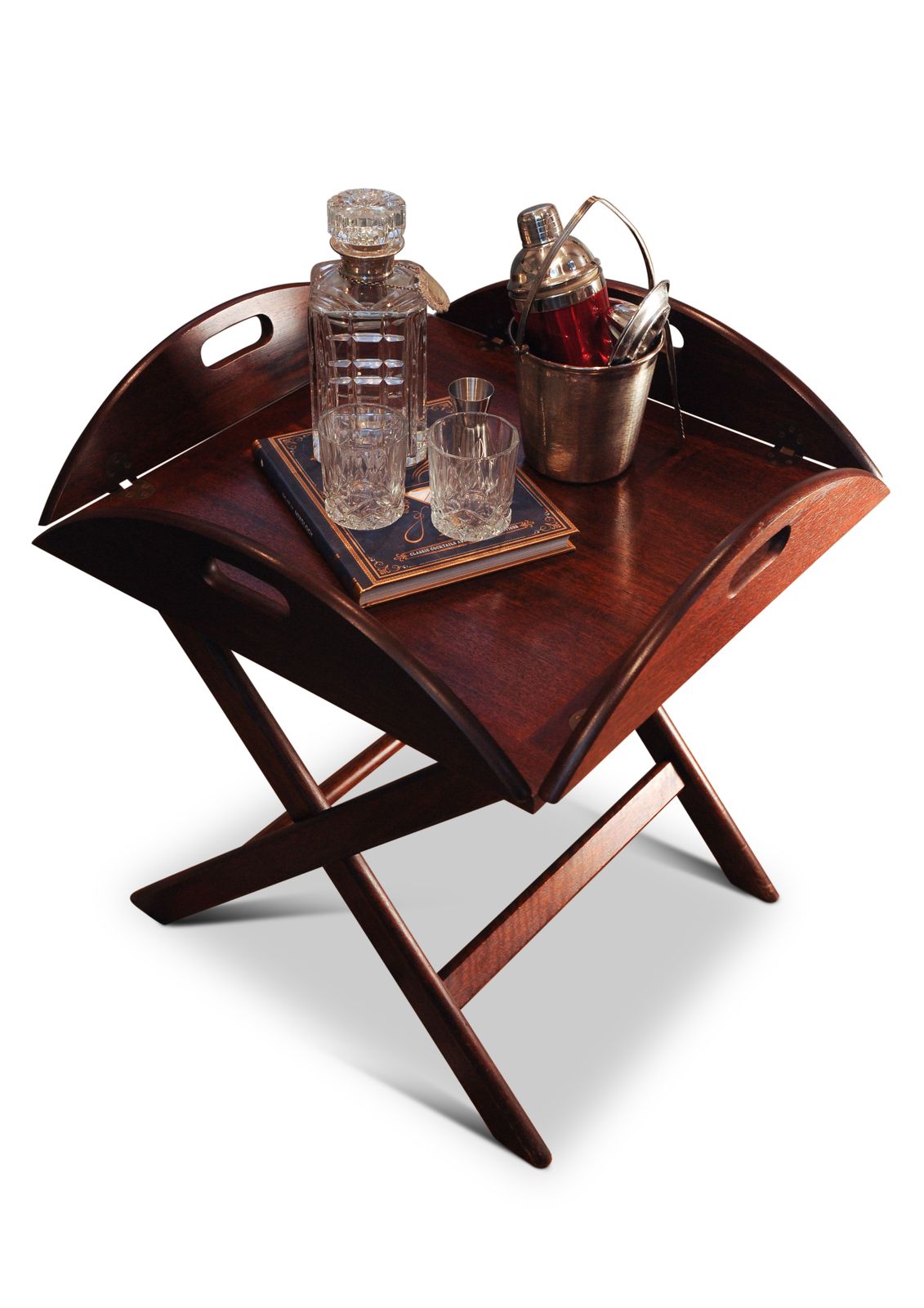 English Military Campaign Square Butlers Tray With Folding Stand photo furniture
