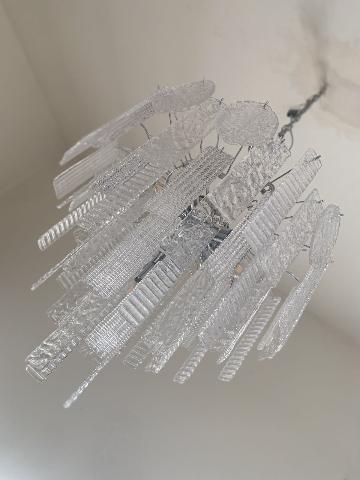 photo for sale Art Deco Murano Glass Style Chandelier Clear Italian Sputnik Art By Simoeng