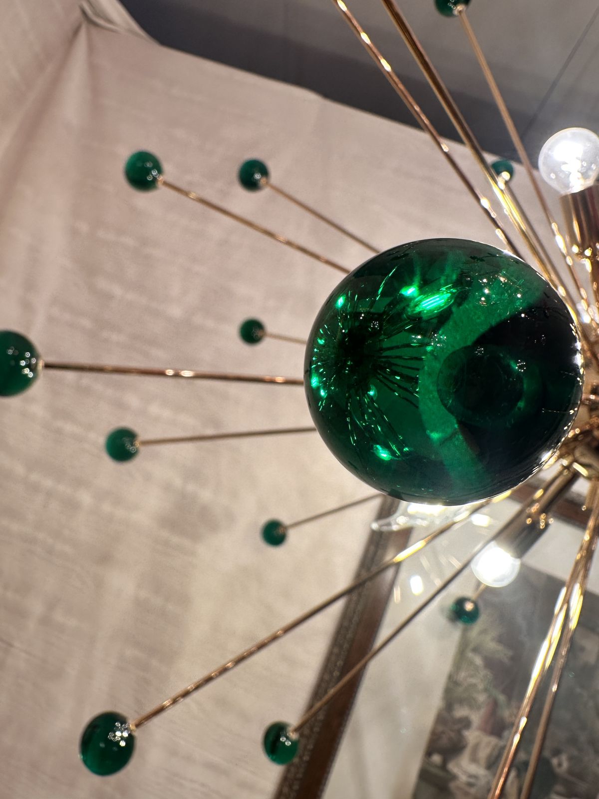 Contemporary Green “Star” Murano Glass Sputnik Chandelier photo furniture