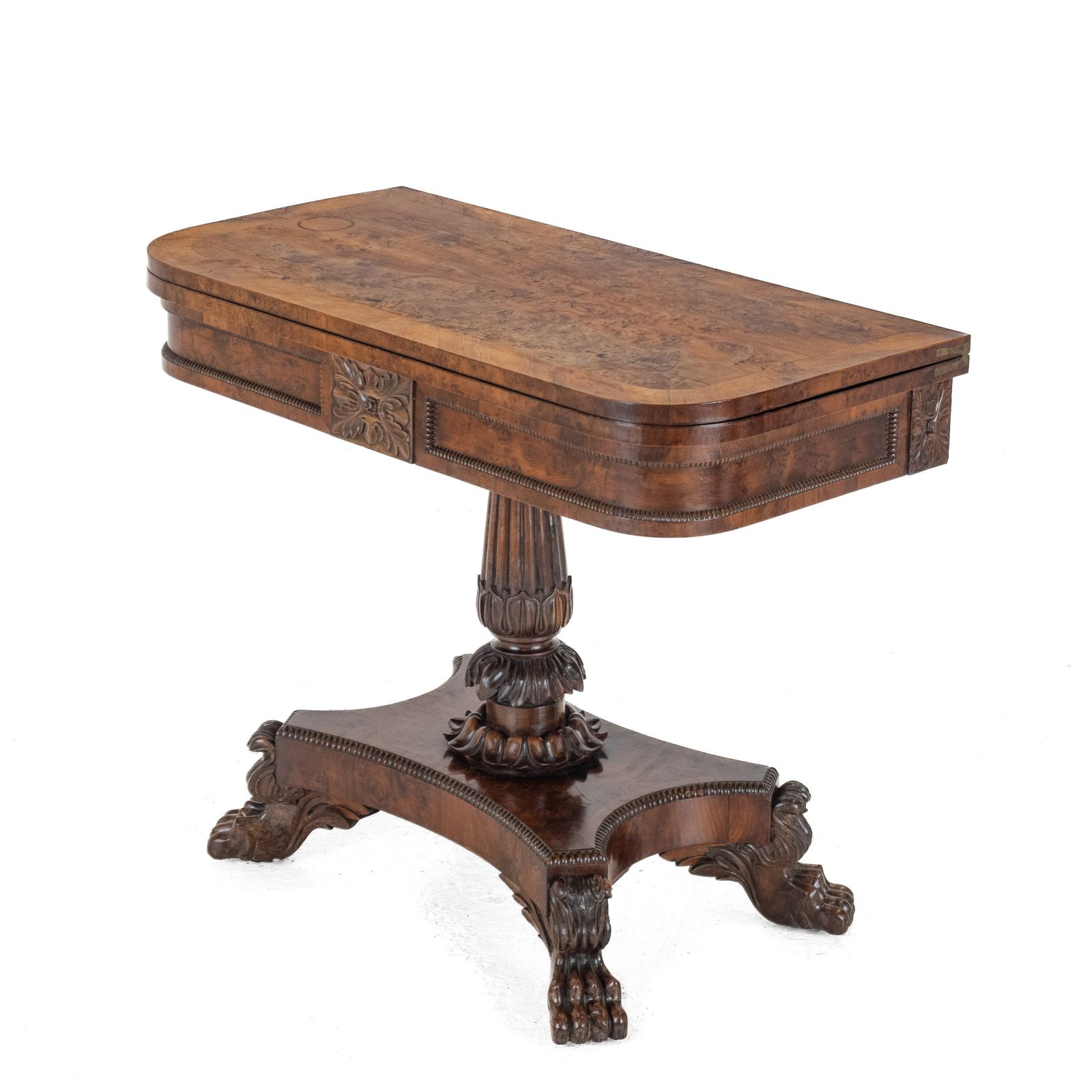 William IV Burr Yew Wood Card Table, C.1830 photo furniture