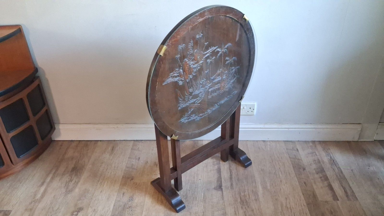 Superb Antique Oriental Chinoiserie Chinese Folding Drinks/Lamp/Side Table photo buy