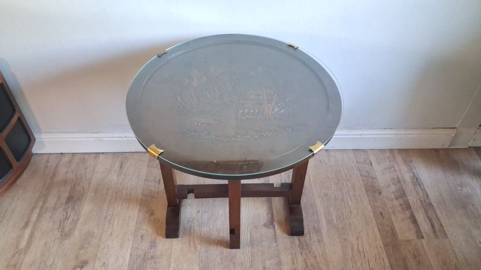 photo for sale Superb Antique Oriental Chinoiserie Chinese Folding Drinks/Lamp/Side Table