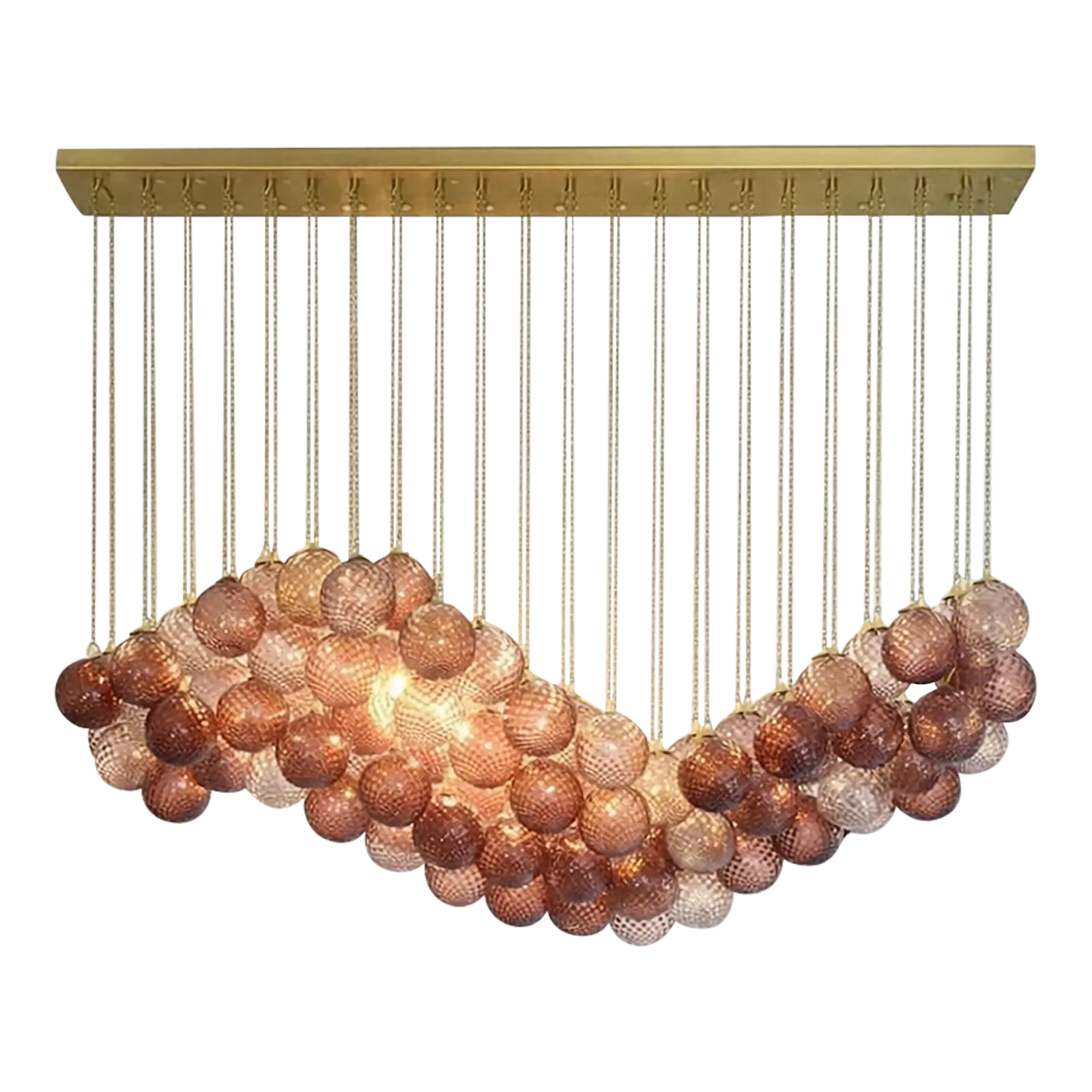 Impressive Scenographic Ametista And Pink“Ballotton” Spheres Murano Glass Flush Mount