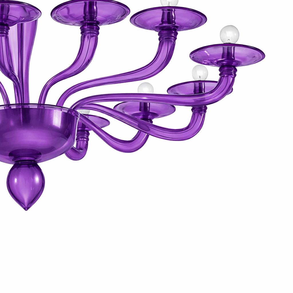 Italian Contemporary Violet Murano Style Glass Chandelier photo Lighting