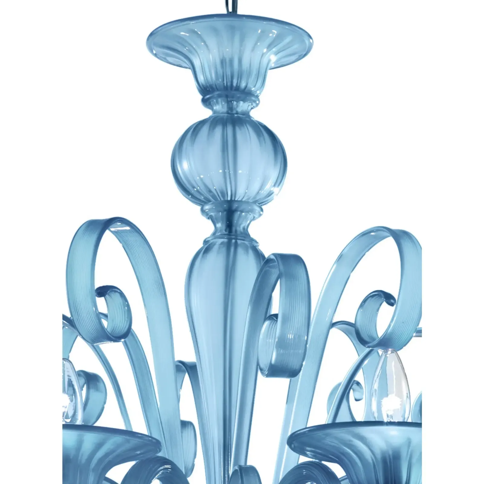 Contemporary Venetian Blue Satin Murano Glass Chandelier 8 Arms photo buy