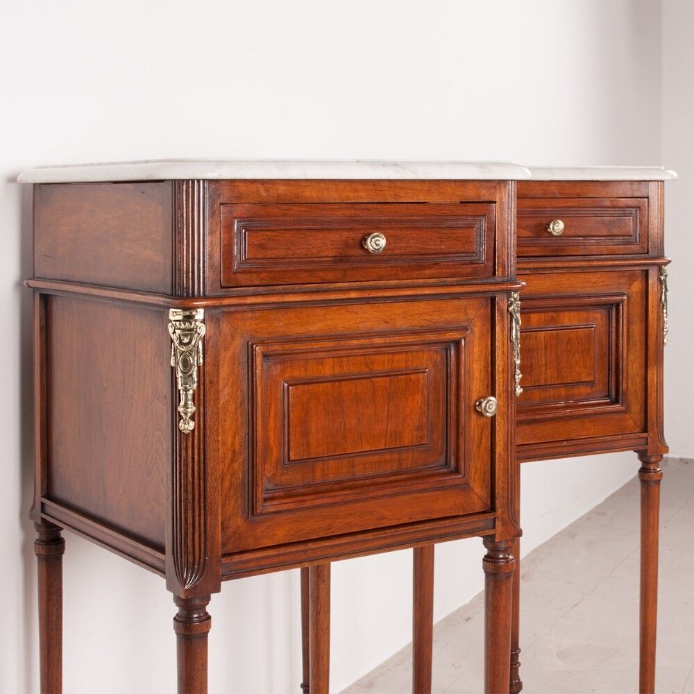 photo furniture Pair Of French Walnut Bedside Cabinets