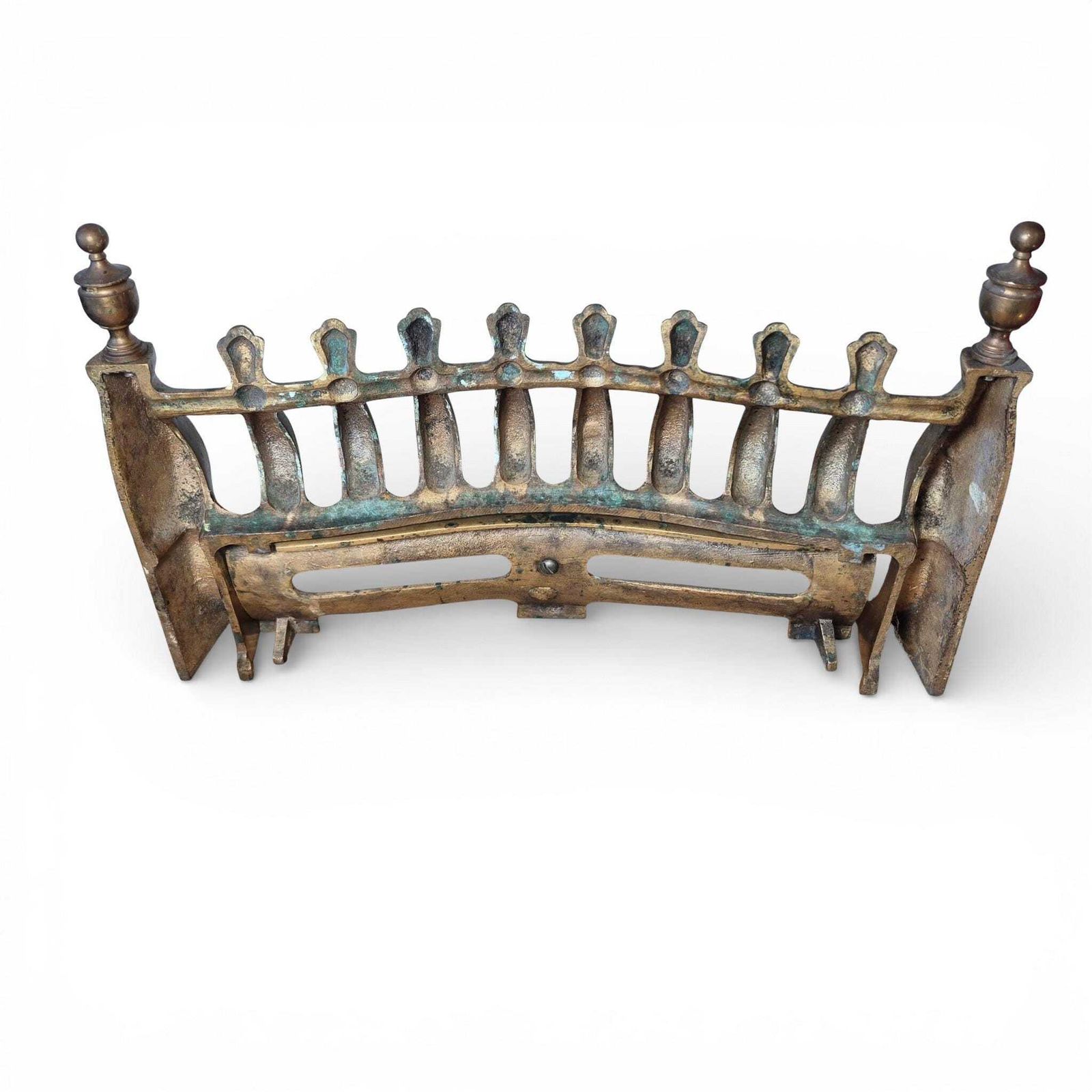 Antique Brass Fire Grate With Fender, Victorian Fireplace Decor photo 195.0