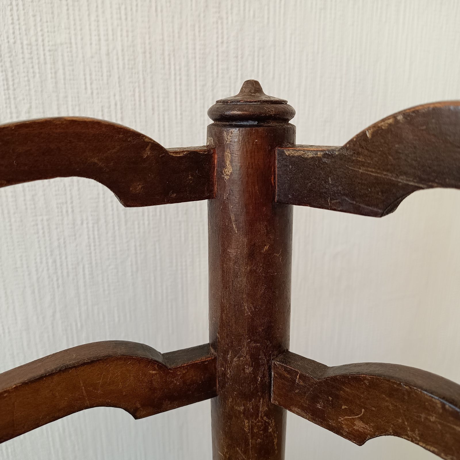 220.0 Lancashire Arts & Crafts Small Hall Chair, Serpentine Ladder Back Rush Seat, C.1900 photo