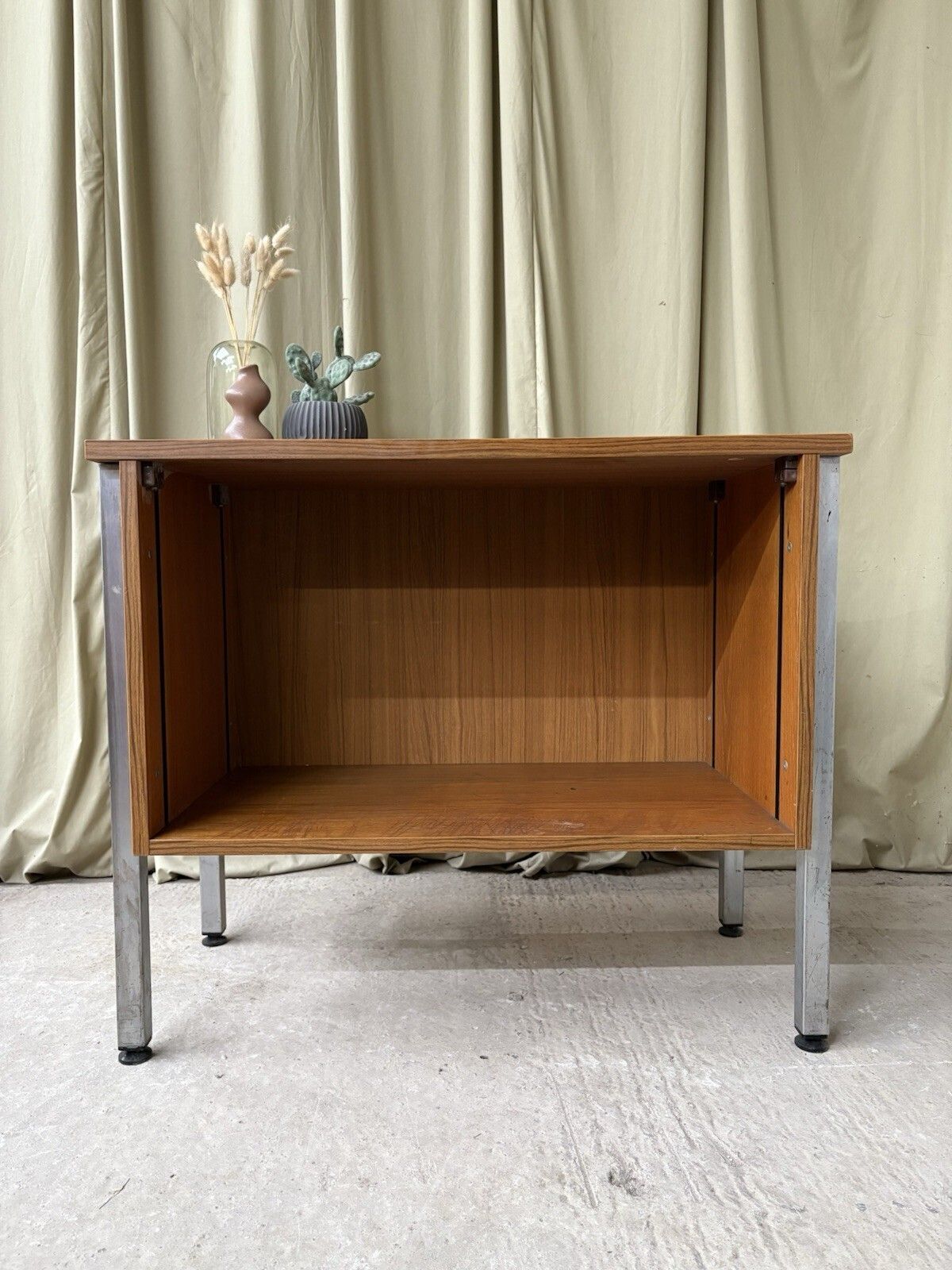 Vtg Late Mid Century Modernist Media Cabinet Unit Sideboard Lp Storage R987