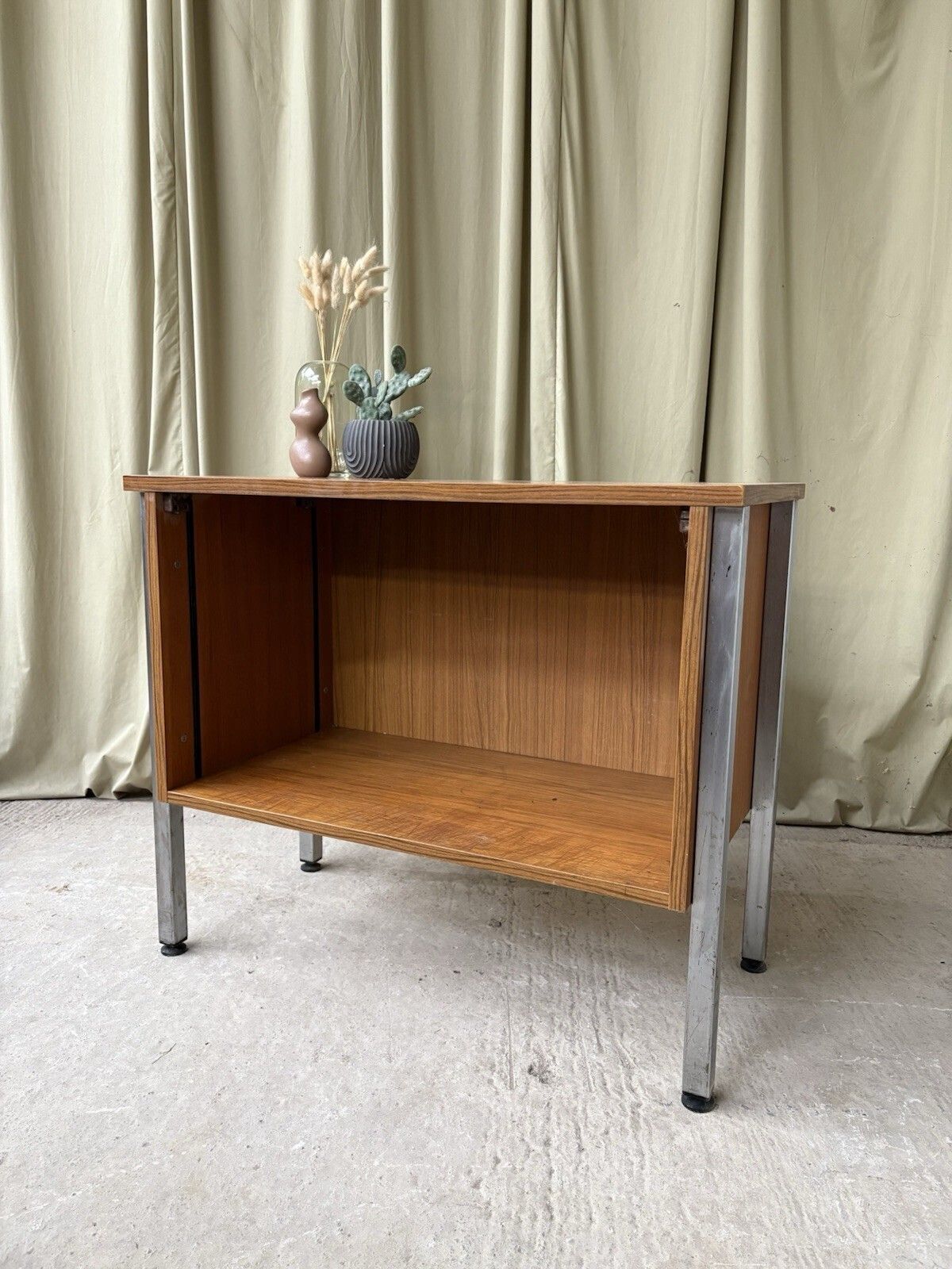 Vtg Late Mid Century Modernist Media Cabinet Unit Sideboard Lp Storage R987 photo furniture