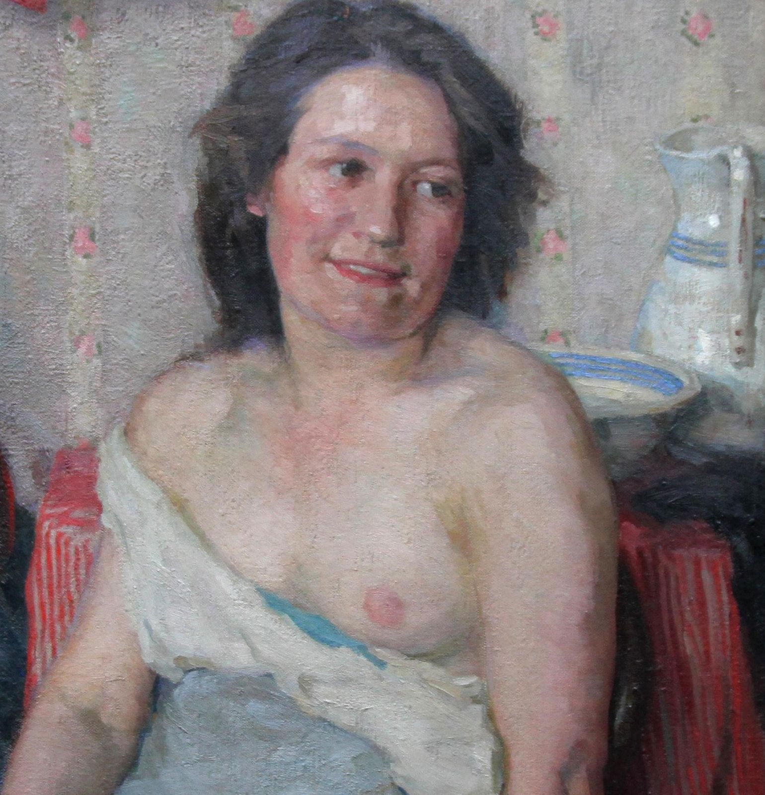 David Foggieportrait Of Woman Bathing Scottish 20's Impressionist Nude Interior Oil Painting1924 photo for sale