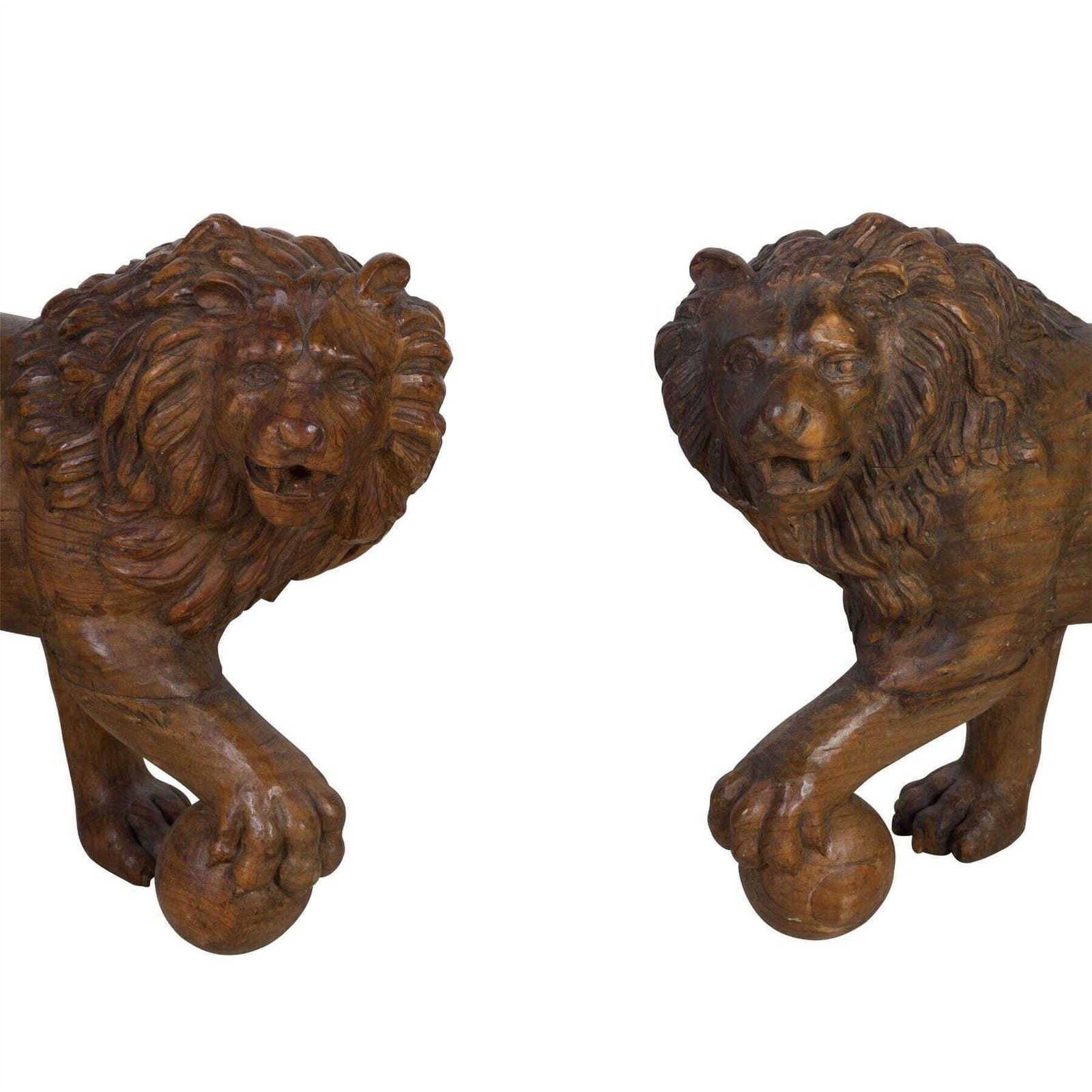 Large Pair Of C19th Grand Tour Carved Medici Lions photo for sale