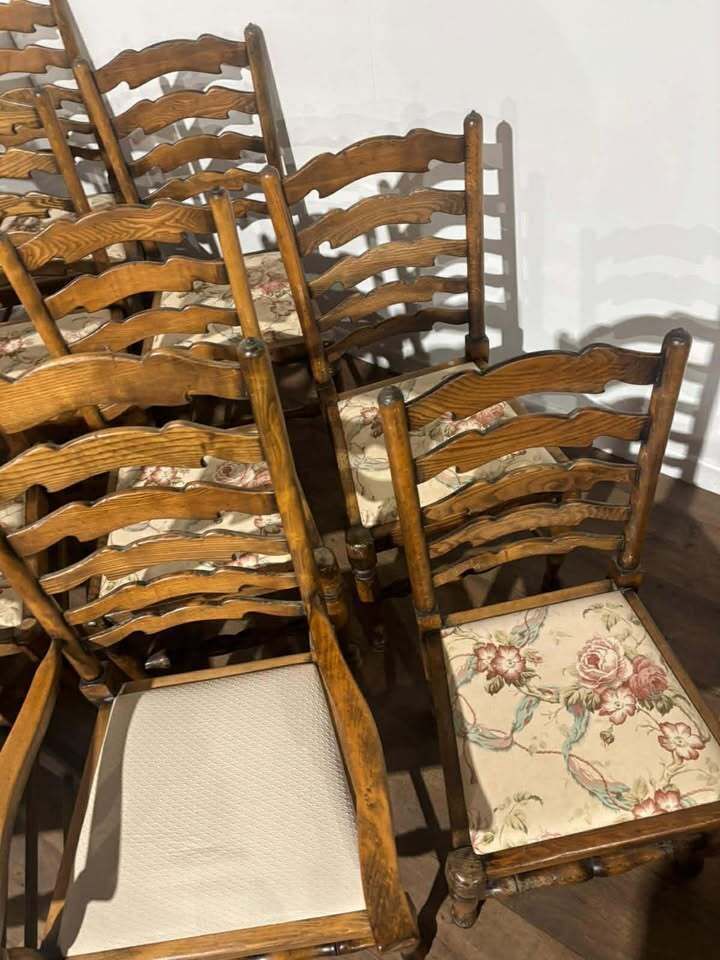 photo for sale Set Of Twelve Oak Yorkshire Style Ladderback Dining Chairs