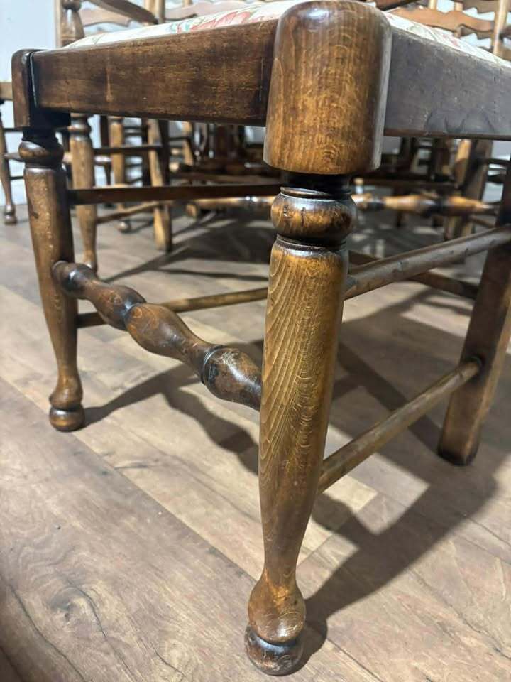 Furniture Set Of Twelve Oak Yorkshire Style Ladderback Dining Chairs photo