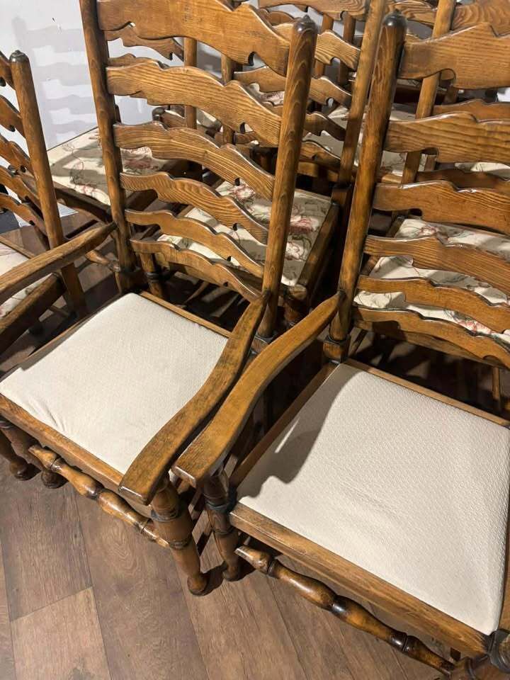 photo vinterior Set Of Twelve Oak Yorkshire Style Ladderback Dining Chairs