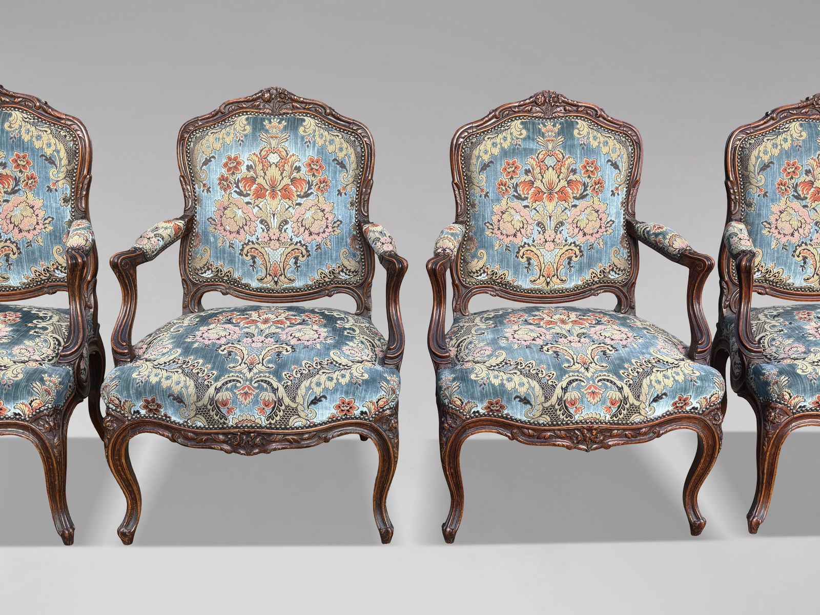 Set Of 4 French Louis XV 19th Century Upholstered Armchairs photo furniture