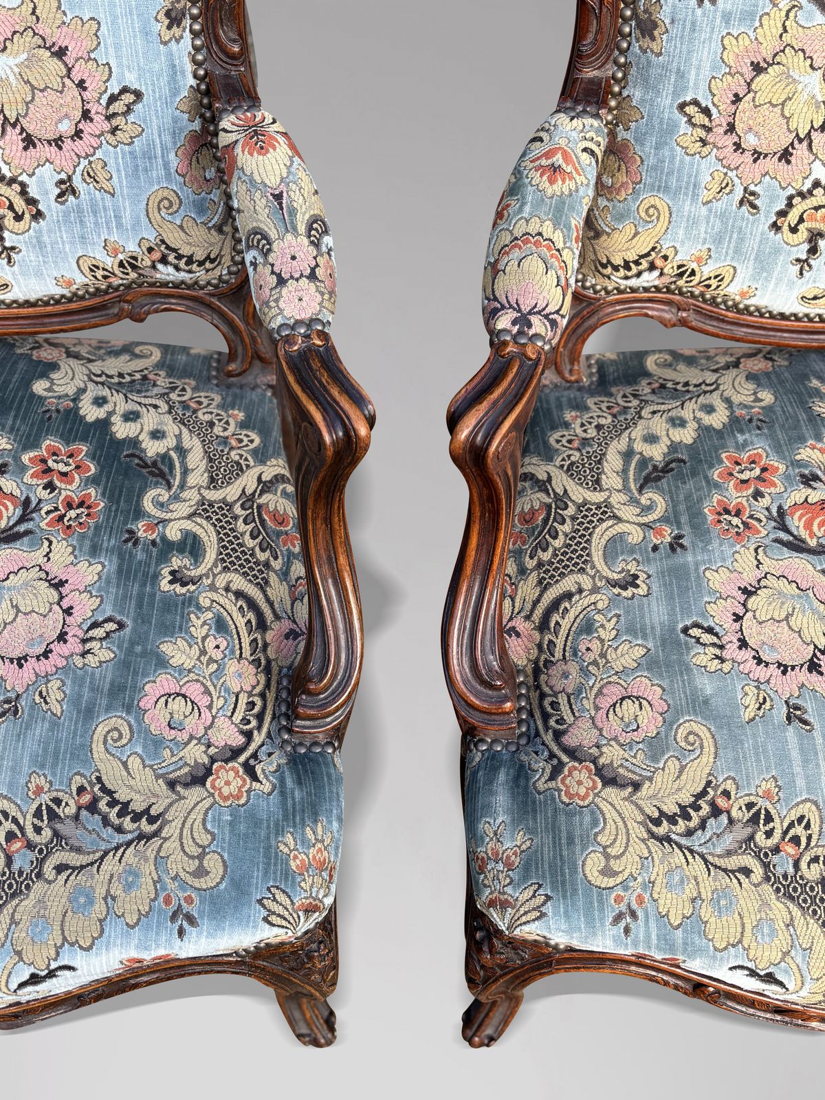 photo for sale Set Of 4 French Louis XV 19th Century Upholstered Armchairs