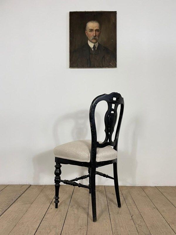Antique French Napoleon III Ebonised Upholstered Chair photo furniture