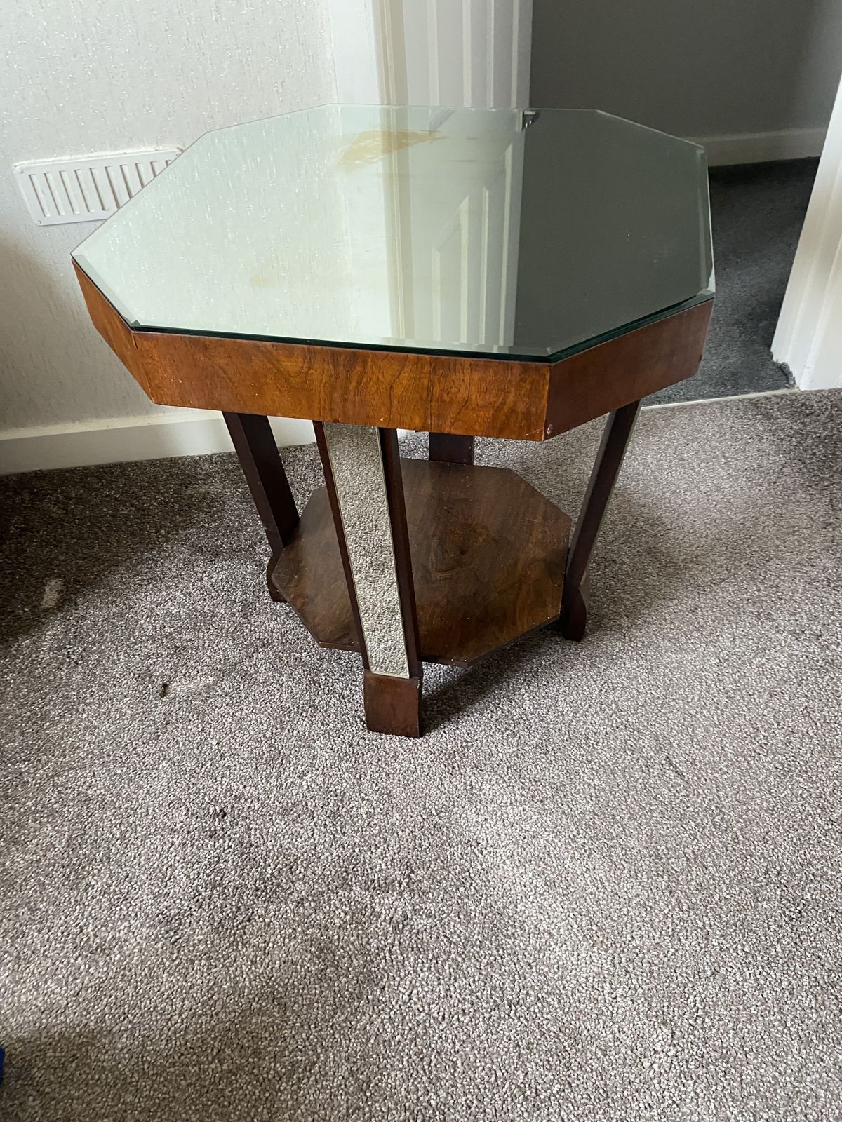 Wood Hexagon Top Mirrored Top And Legs Coffee/Side Table photo Furniture