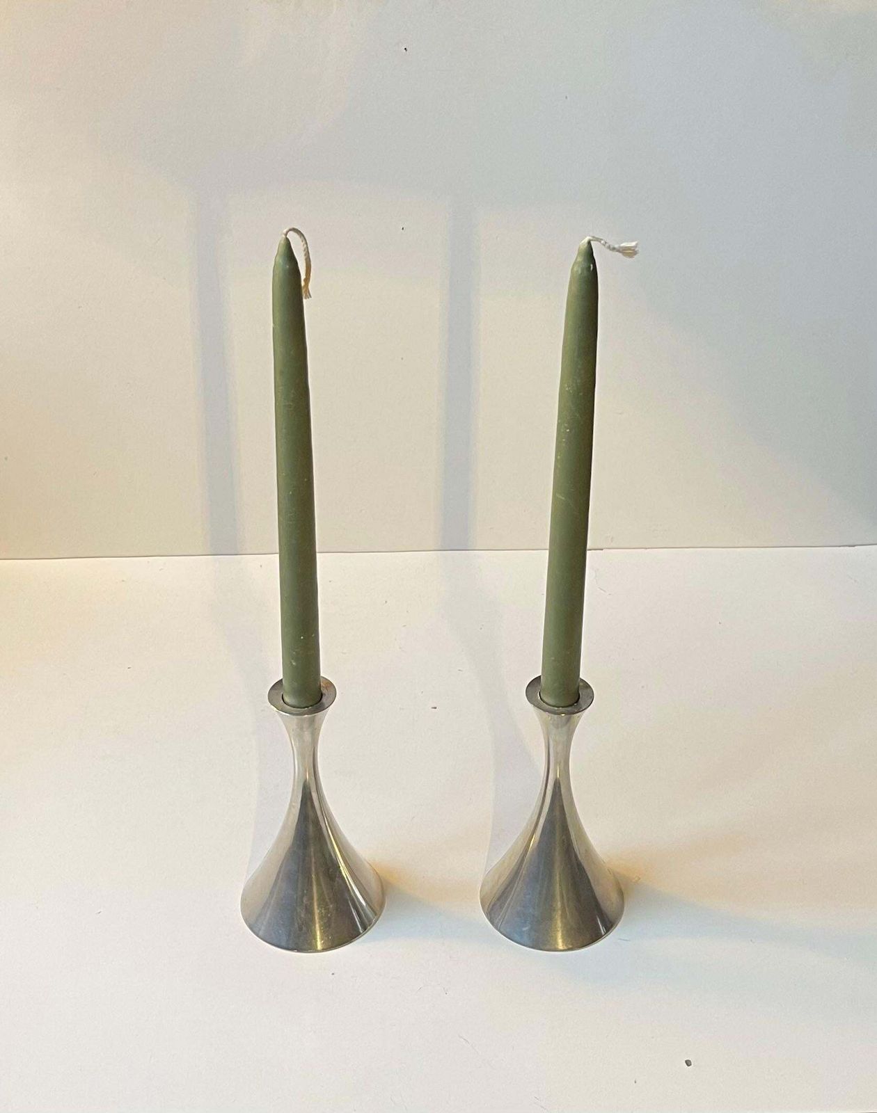 Arne Eskers Pewter Candleholders For Just Andersen, 1950s, Set Of 2 photo buy