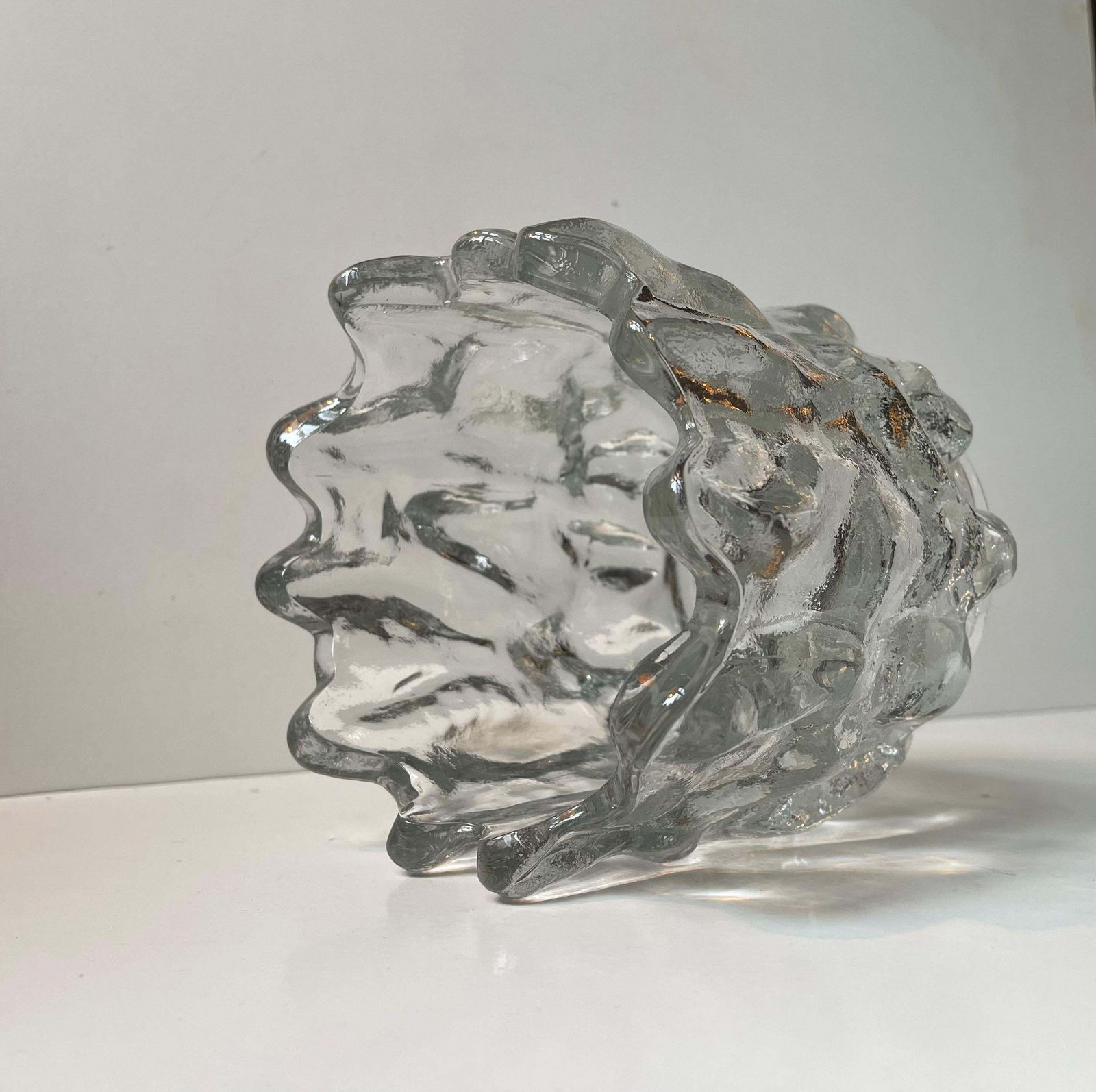 Swedish Freeform Ice Glass Vase By Göran Wärff For Kosta Boda, 1980s photo 437.0