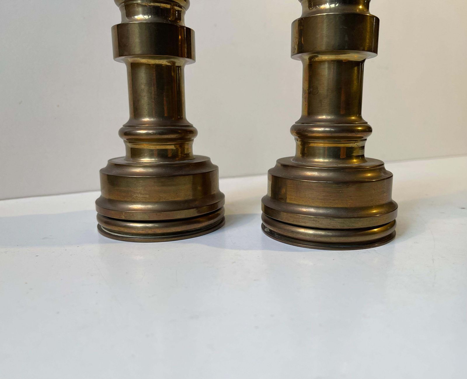 Midcentury Industrial Style Candlesticks In Bronze photo 281.0