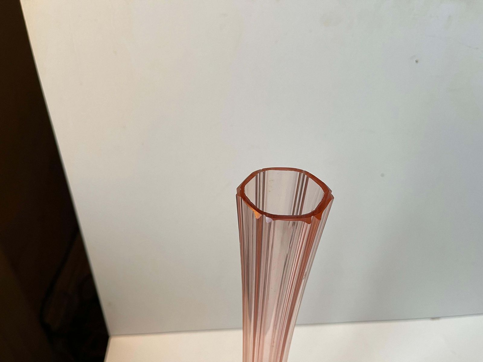 Art Deco Tall French Pink & Green Glass Vase, 1920s photo 244.0