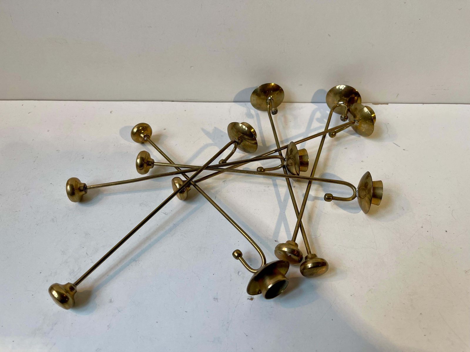 Scandinavian Mid Century Brass Christmas Tree Candleholders   Counterweight, 60s photo Home Decor