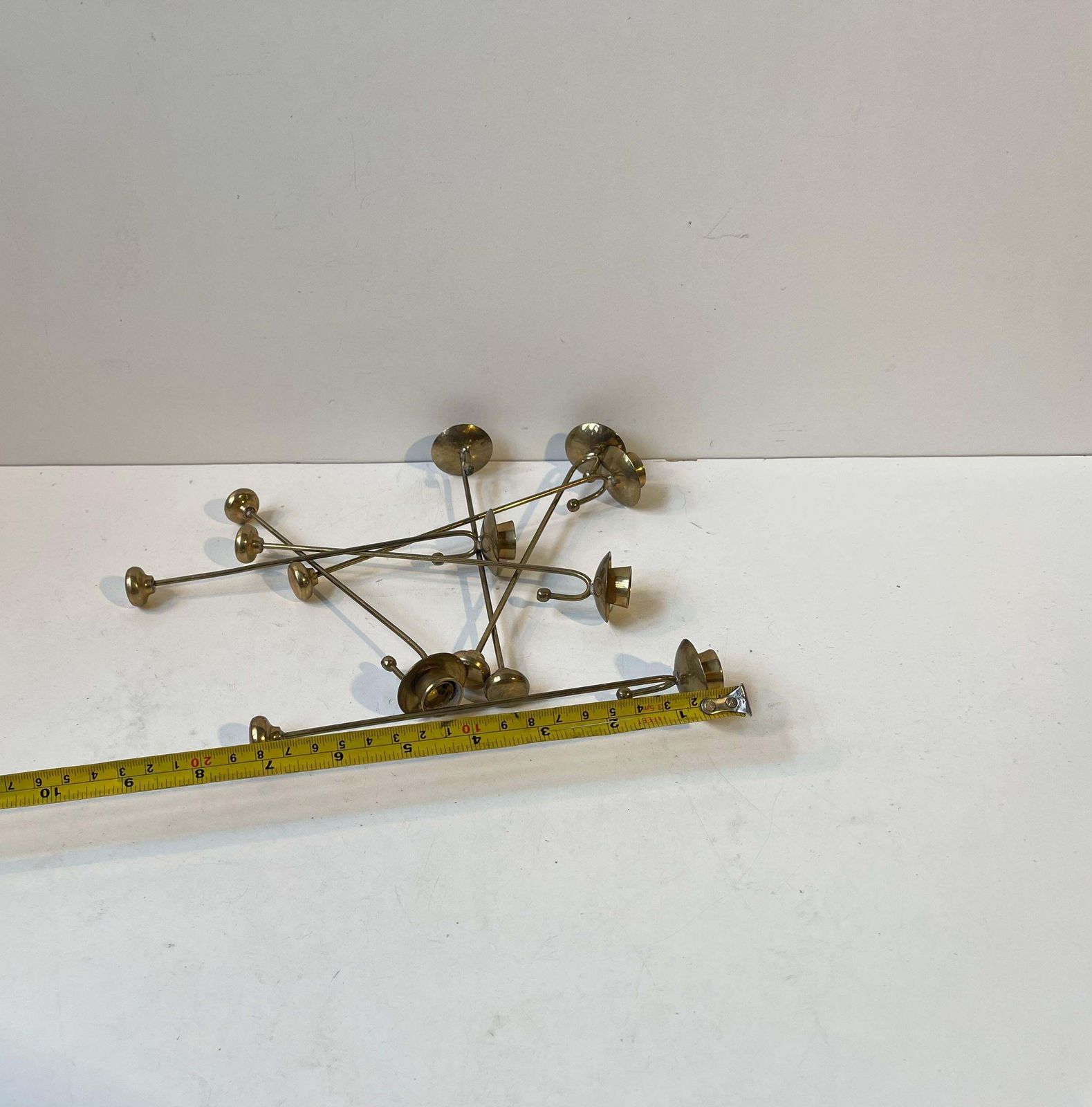 Scandinavian Mid Century Brass Christmas Tree Candleholders   Counterweight, 60s photo buy
