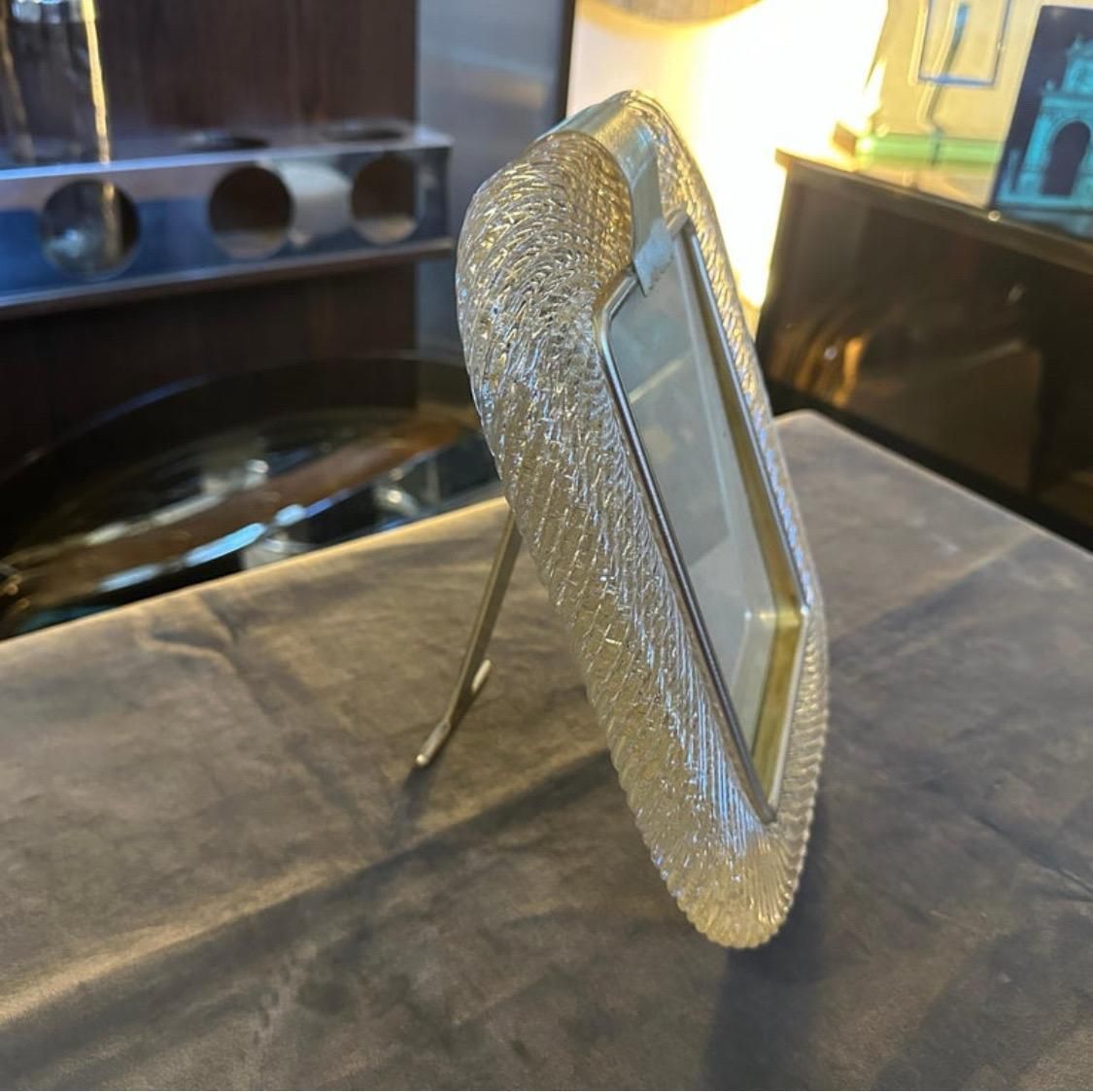 photo for sale 1980s Barovier Style Art Deco Gold And Clear Murano Glass Picture Frame