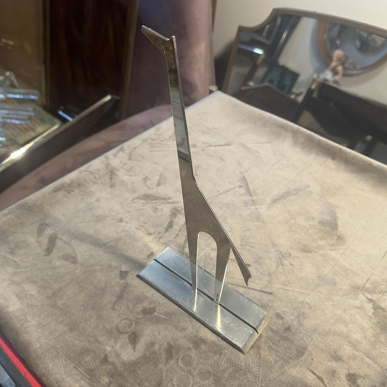 1990s Minimalist Silver Plated Sculpture La Giraffa By Lino Sabattini photo Art
