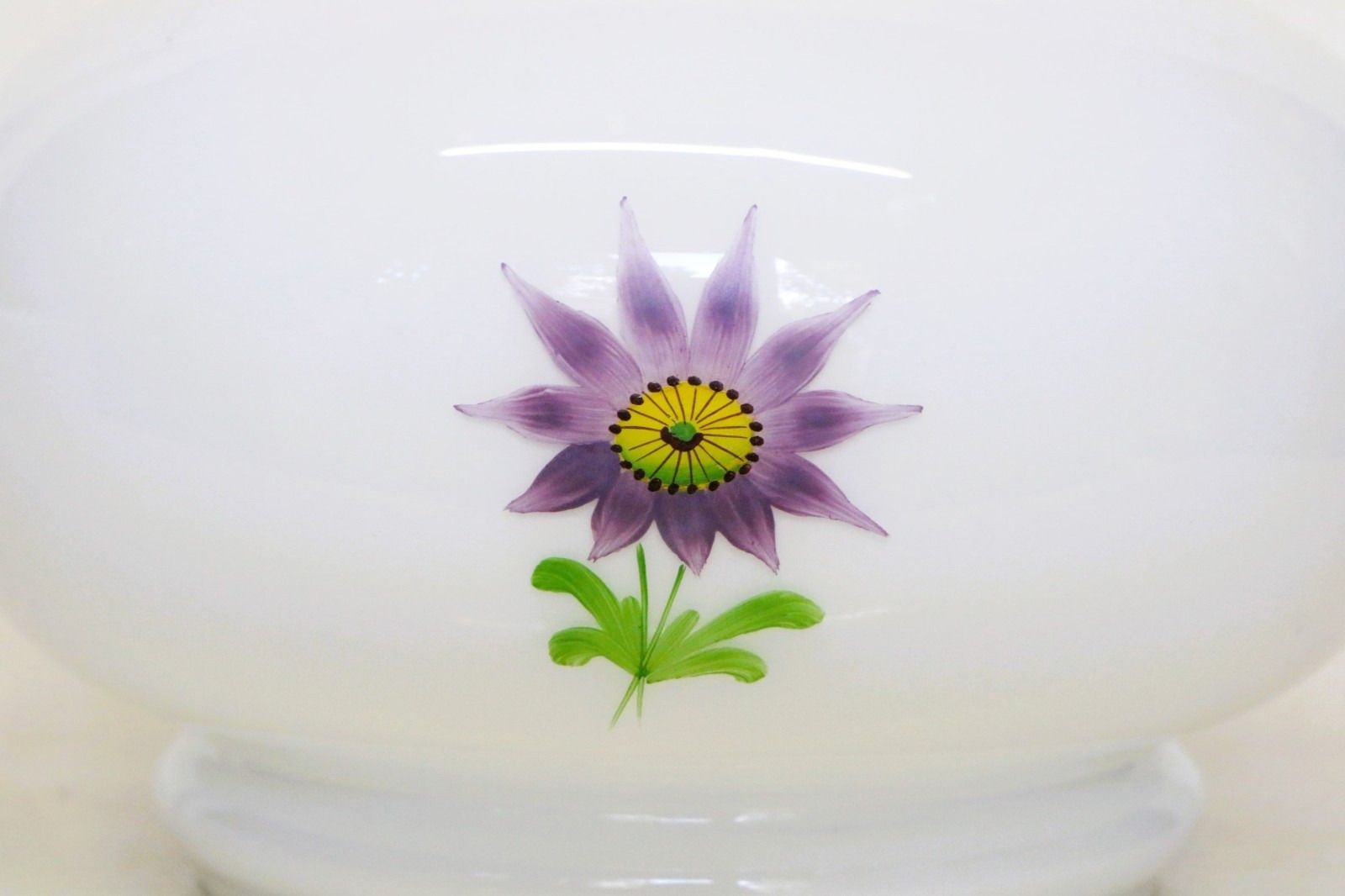 Vintage Lampshade For Ceiling Light Floral Large Milk Glass 1970's Hand Finished photo vintage