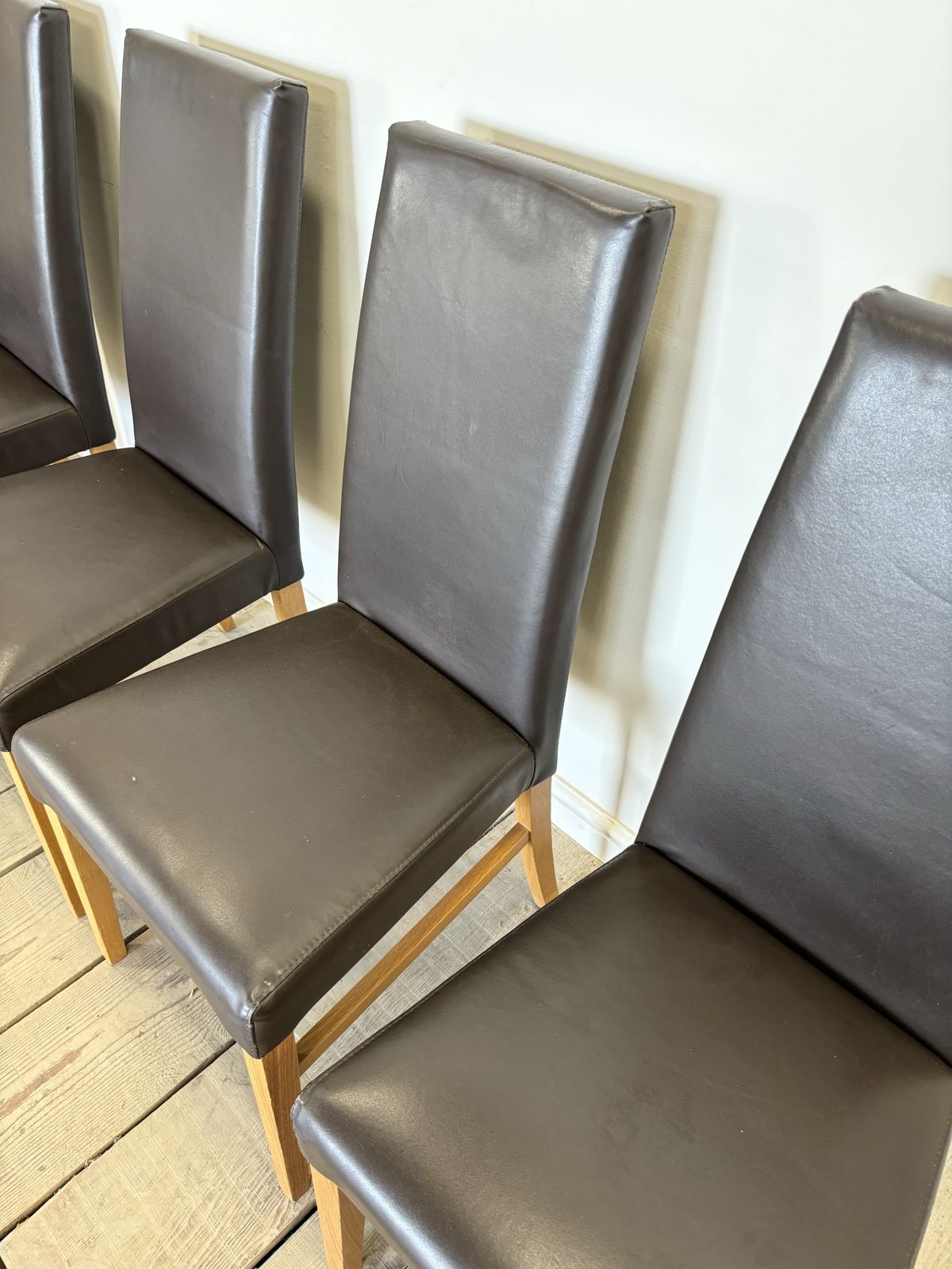 Set Of 5 Contemporary Leather Dining Chairs photo furniture