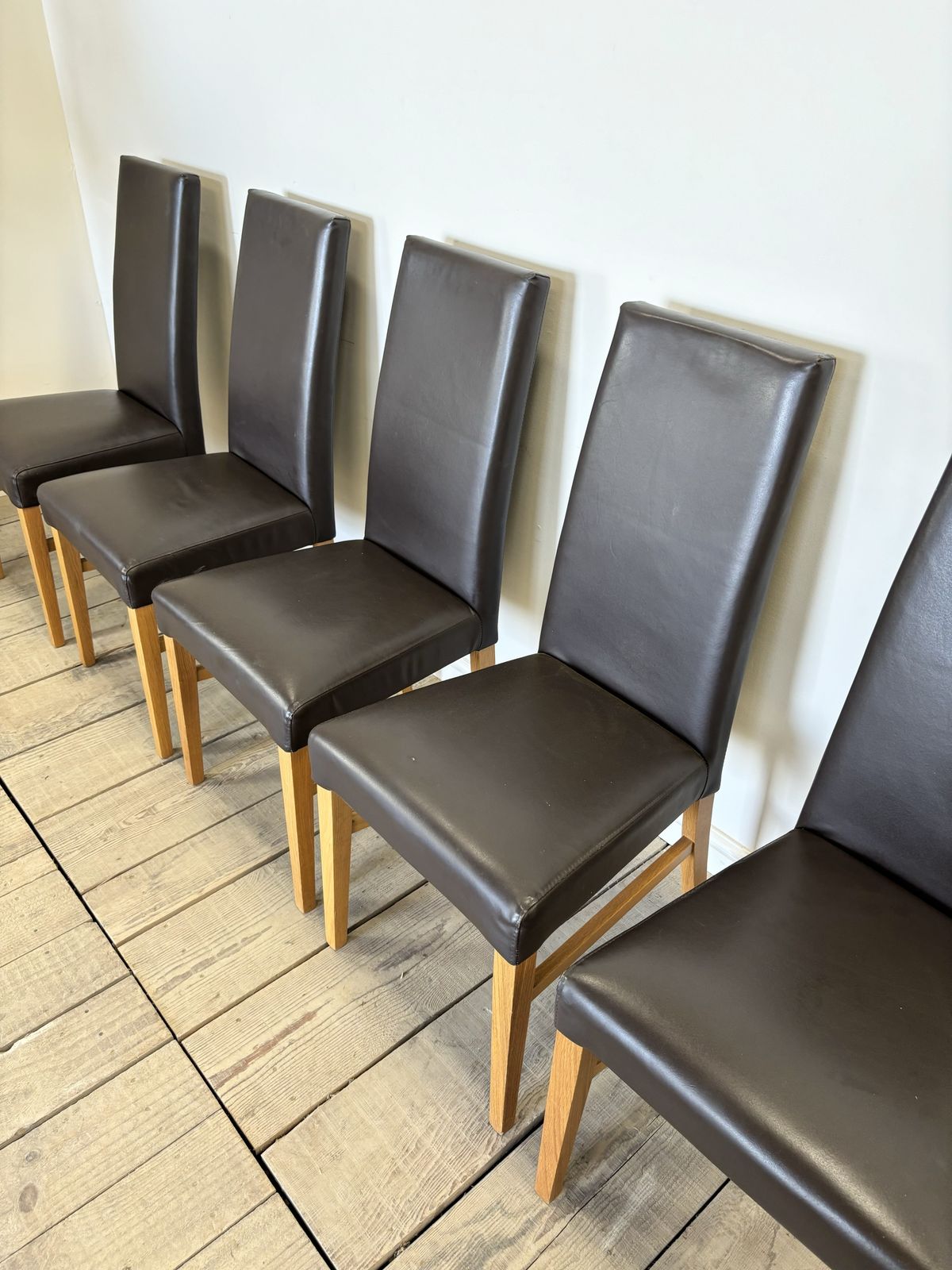 Set Of 5 Contemporary Leather Dining Chairs photo Furniture