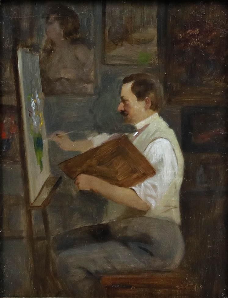 August Hermann Knoop (1856 1919) Framed Early 20th Century Oil, My Dear Friend photo furniture