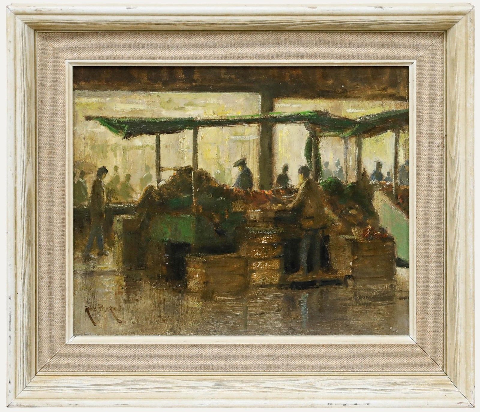 Rod Pearce (B.1942) Framed 20th Century Oil, Market Stalls