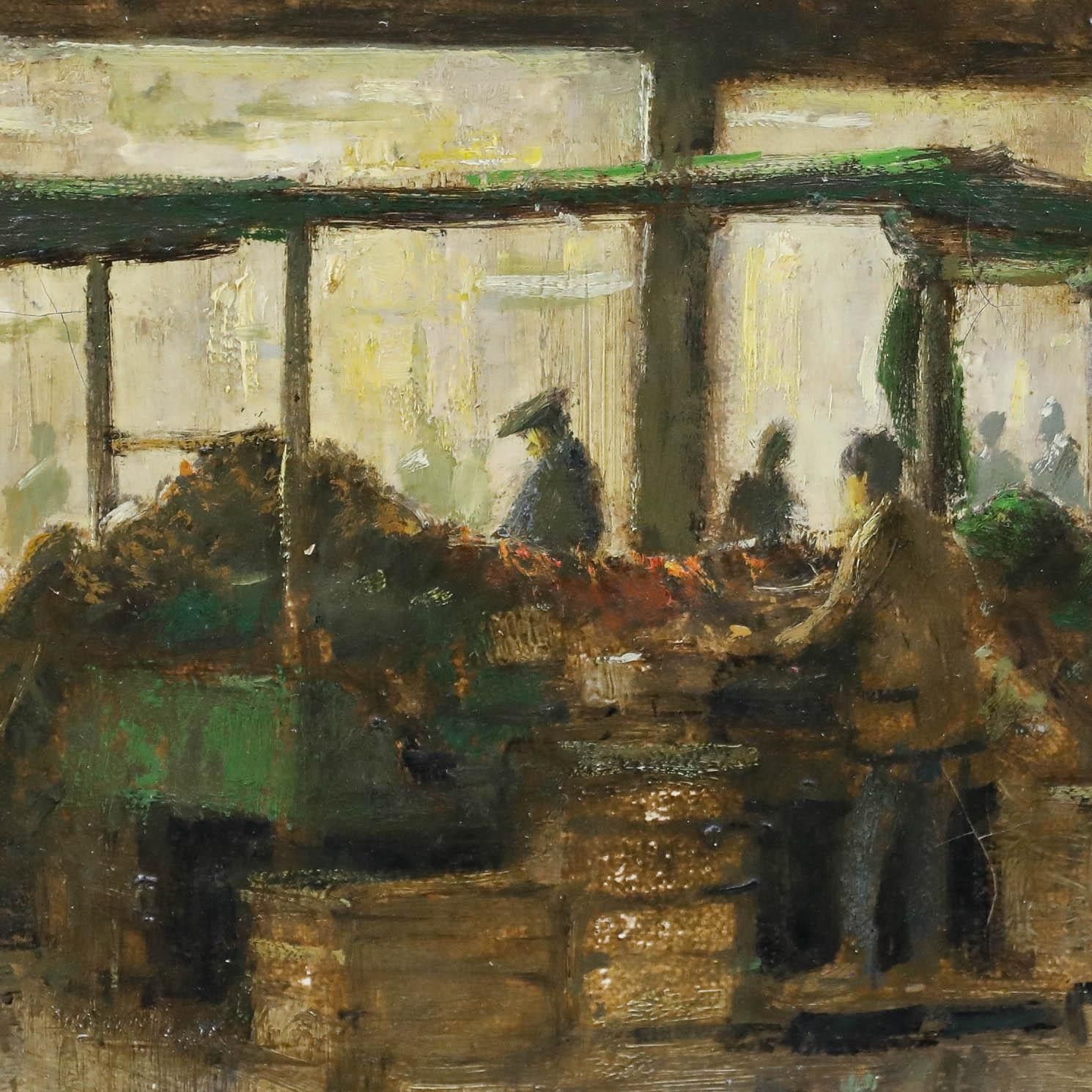 Rod Pearce (B.1942) Framed 20th Century Oil, Market Stalls photo Art