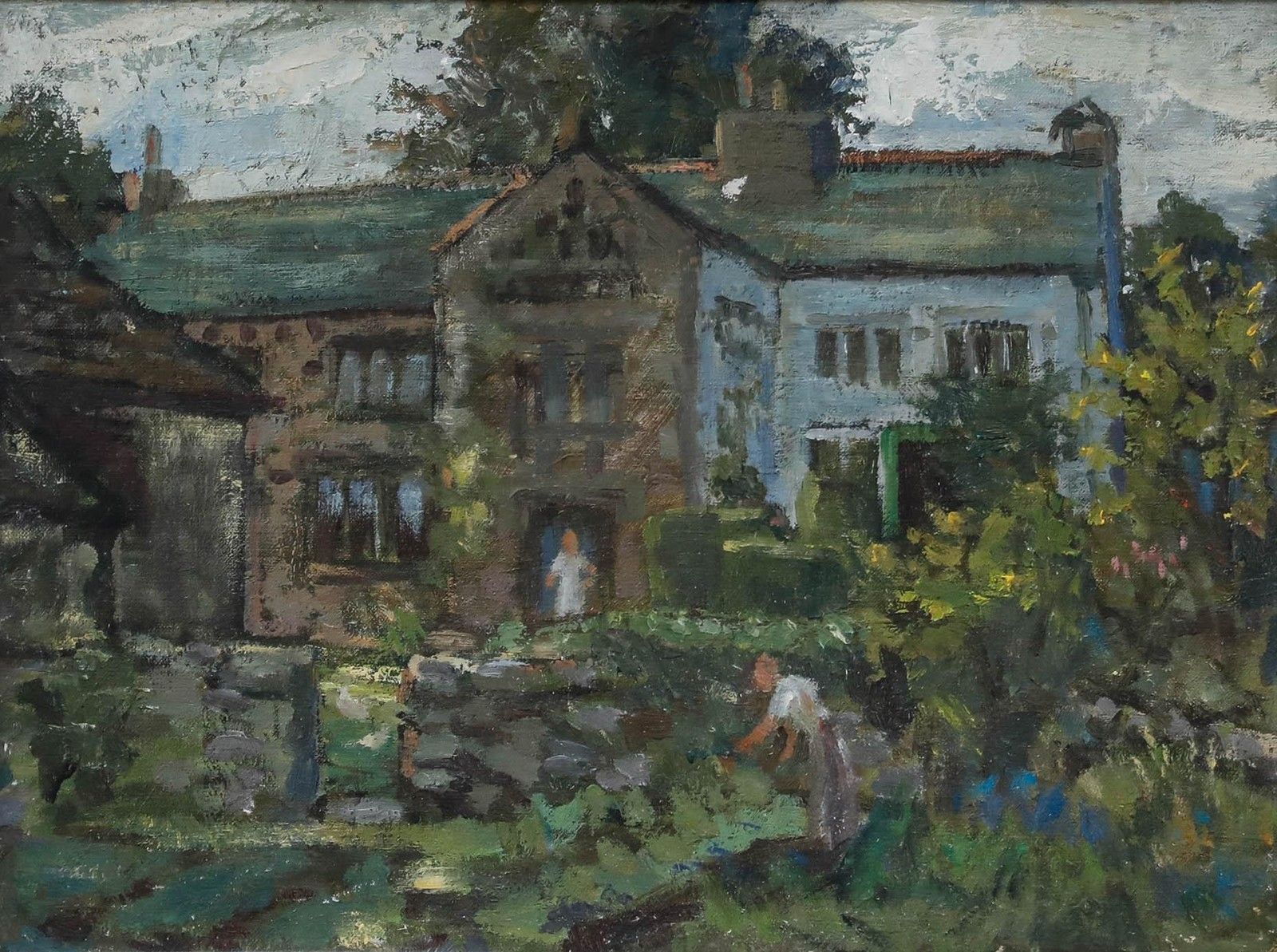 C. A. Parker British School Mid 20th Century Oil, New Year's Morning photo furniture