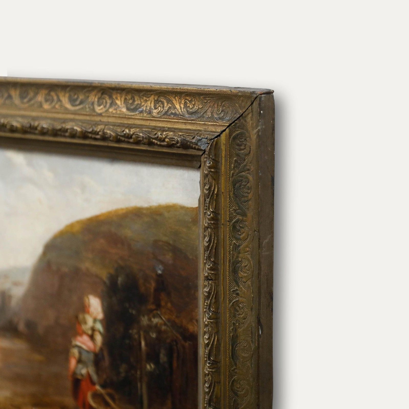 Framed 19th Century Oil Children At The Beach photo vinterior
