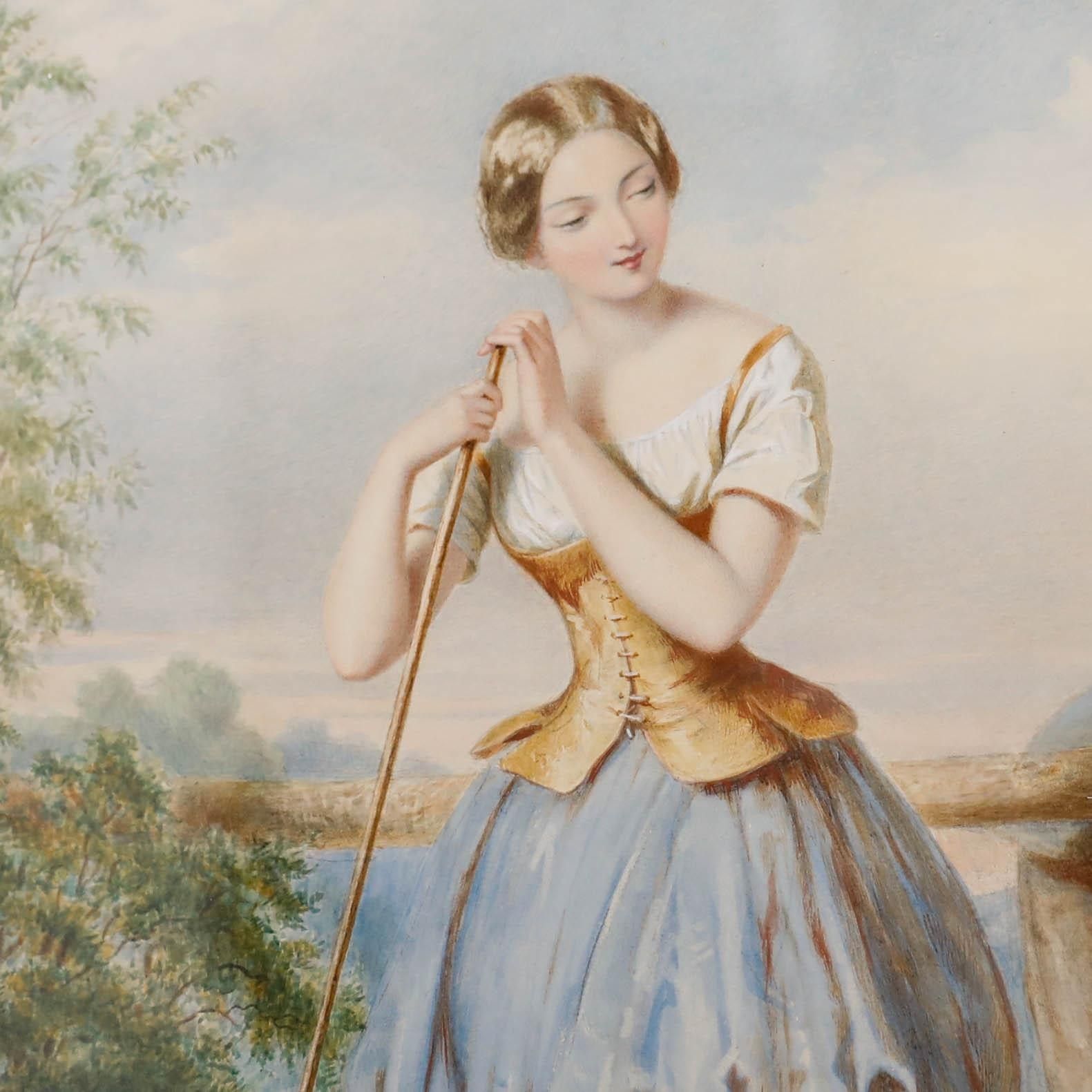 Joseph Bouvier (Act.1839 1888) Late 19th Century Watercolour, Courting Couple photo Art