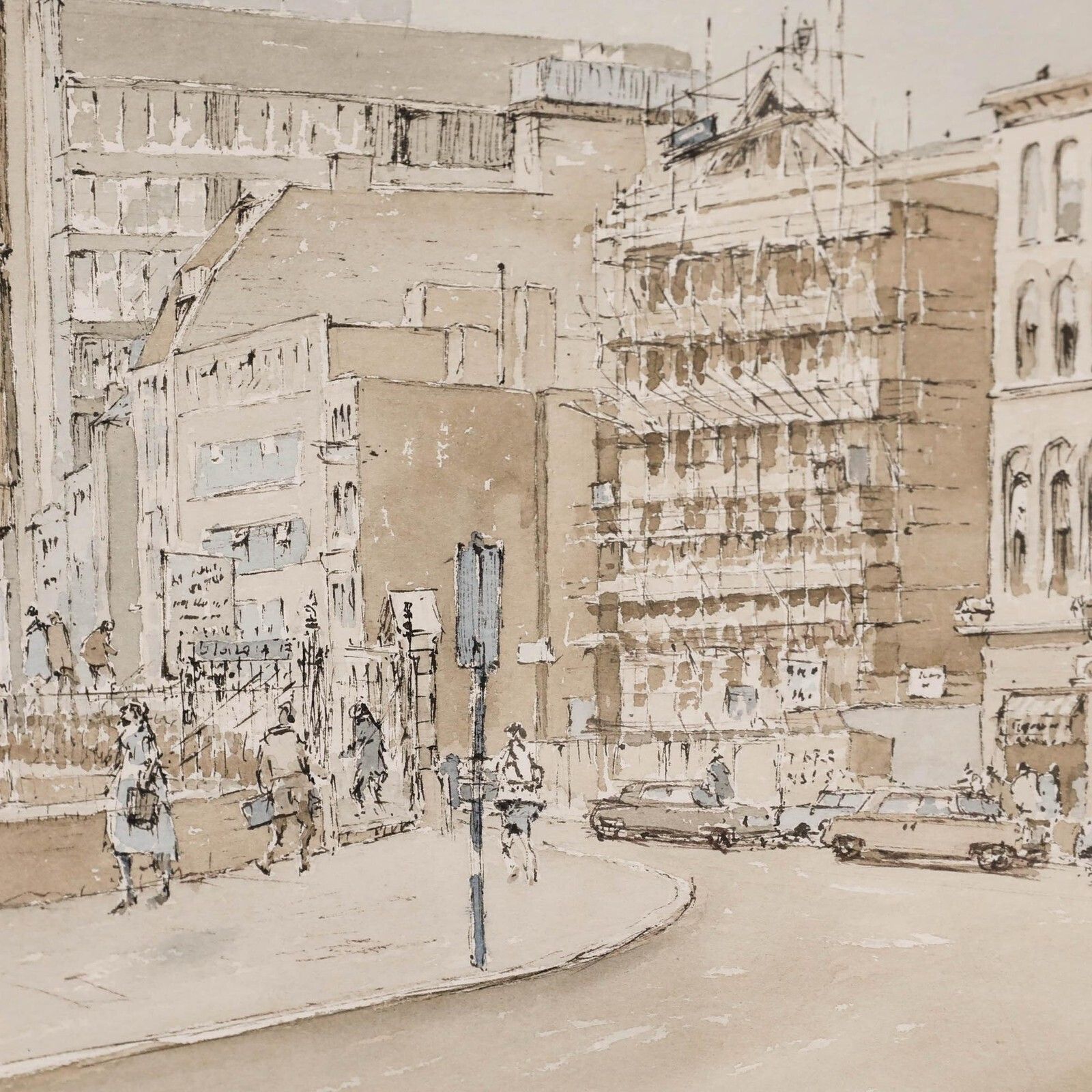 Hugh Mckenzie (1909 2005) Framed 1985 Watercolour, Aldgate High Street photo Art