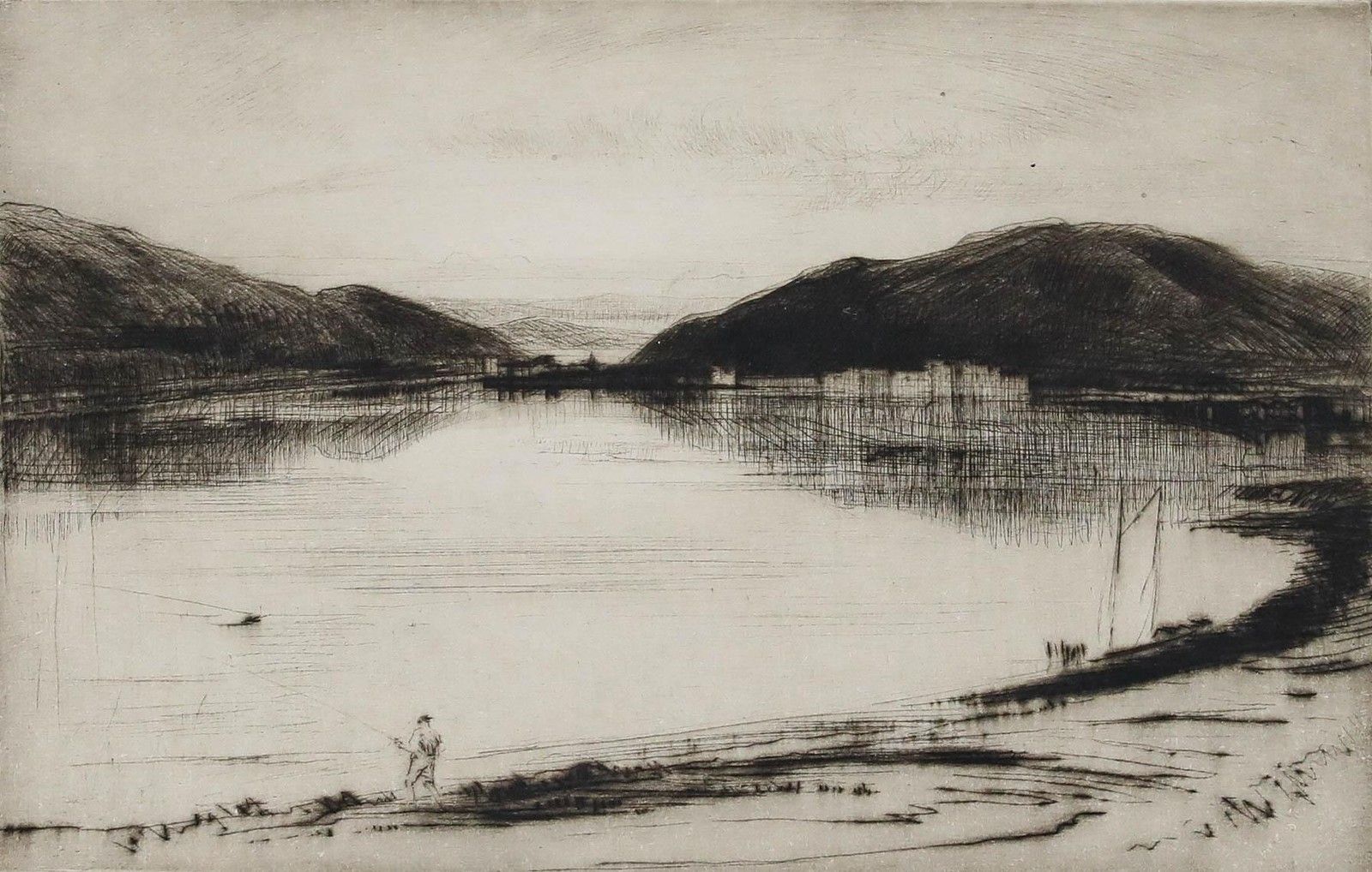 Nathaniel Sparks Re (1880 1956) Early 20th Century Etching, Loch Long photo furniture