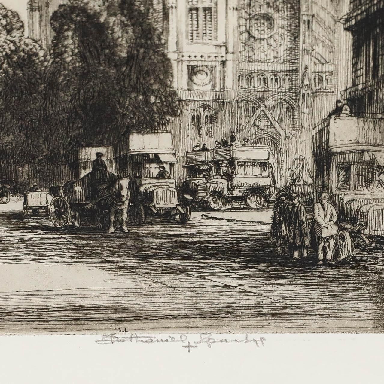Nathaniel Sparks Re (1880 1956) Etching, Westminster From The Horseguards photo Art