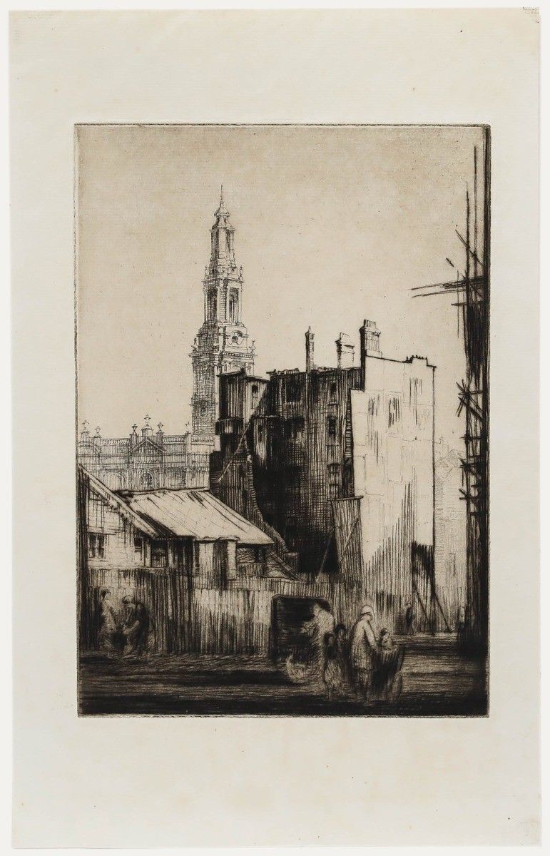 Nathaniel Sparks Re (1880 1956) Early 20th Century Etching, St Mary Le Strand