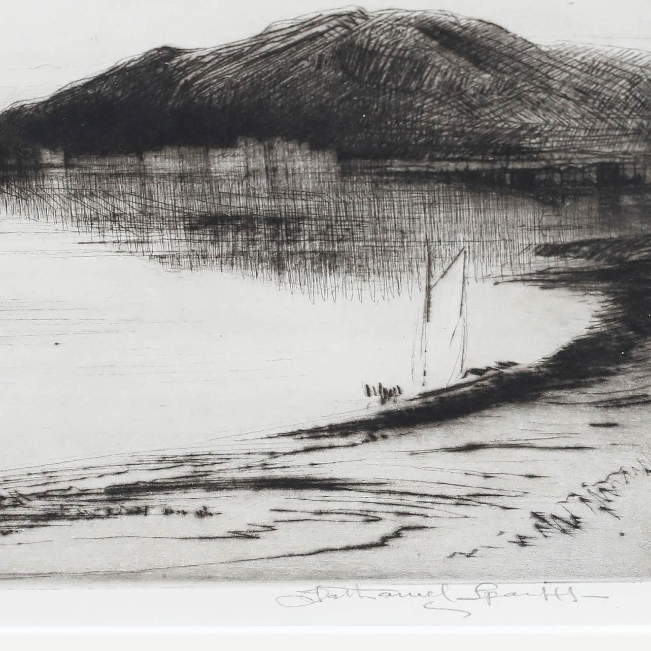 Nathaniel Sparks Re (1880 1956) 20th Century Etching, Fishing On The Lake photo 145.0