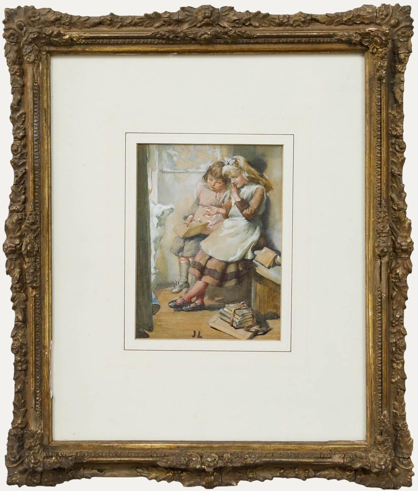 J. Lawson Framed Early 20th Century Watercolour, Mary Had A Little Lamb