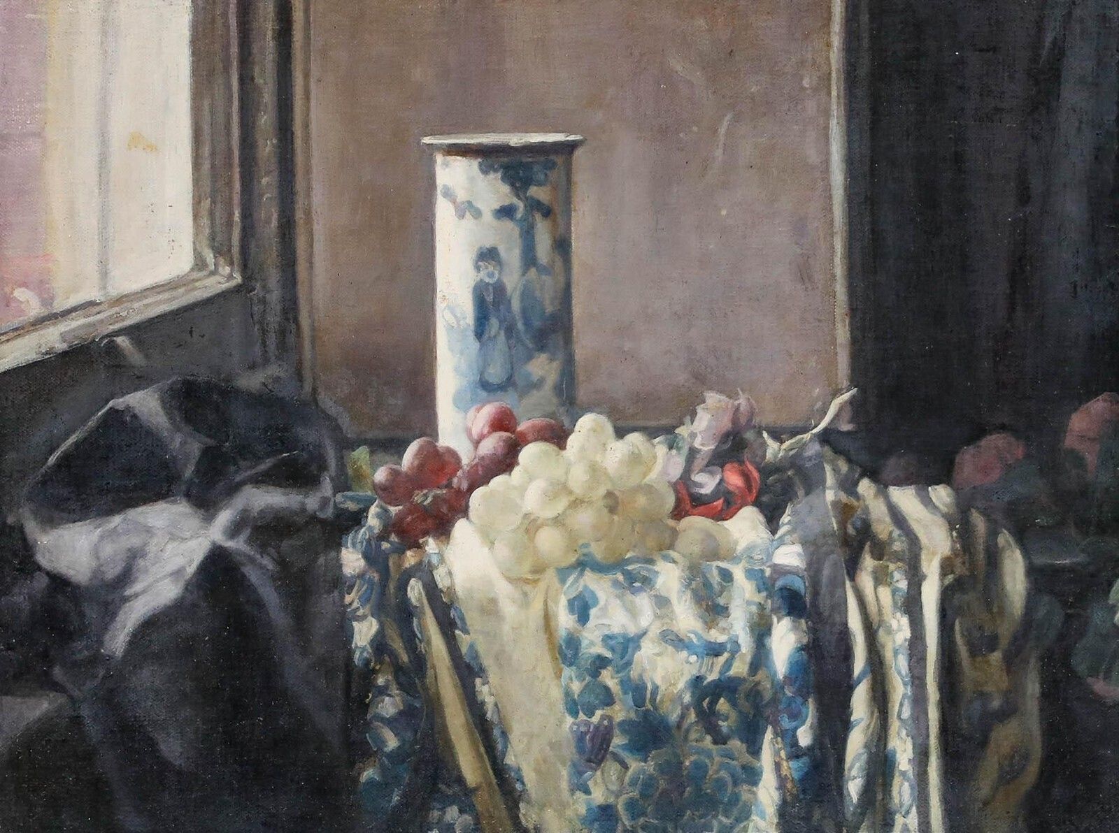 George Weissbort (1928 2013) Framed 20th Century Oil, Chinese Vase & Grapes photo furniture