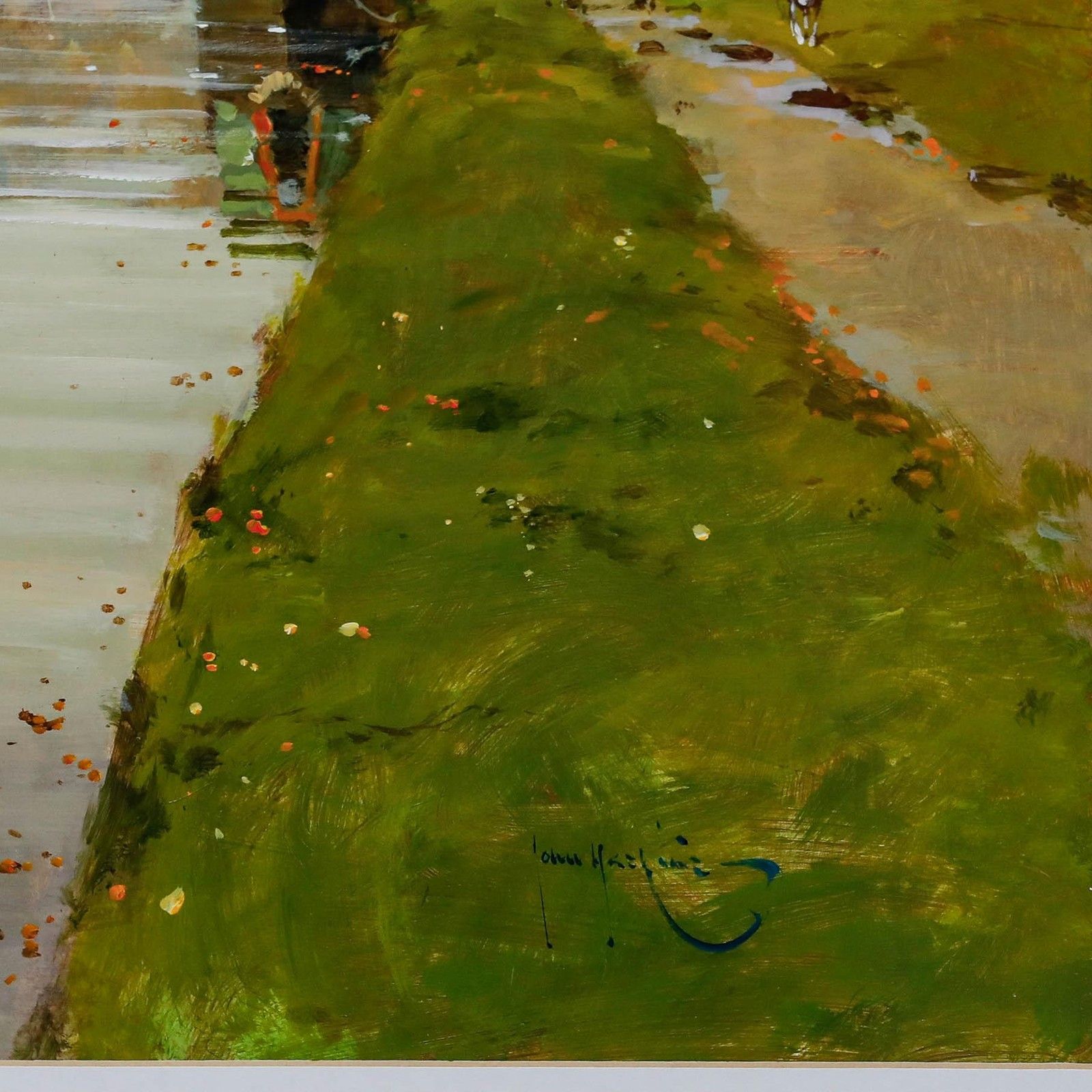 John Haskins (B.1938) 20th Century Acrylic, On The Canal photo vinterior