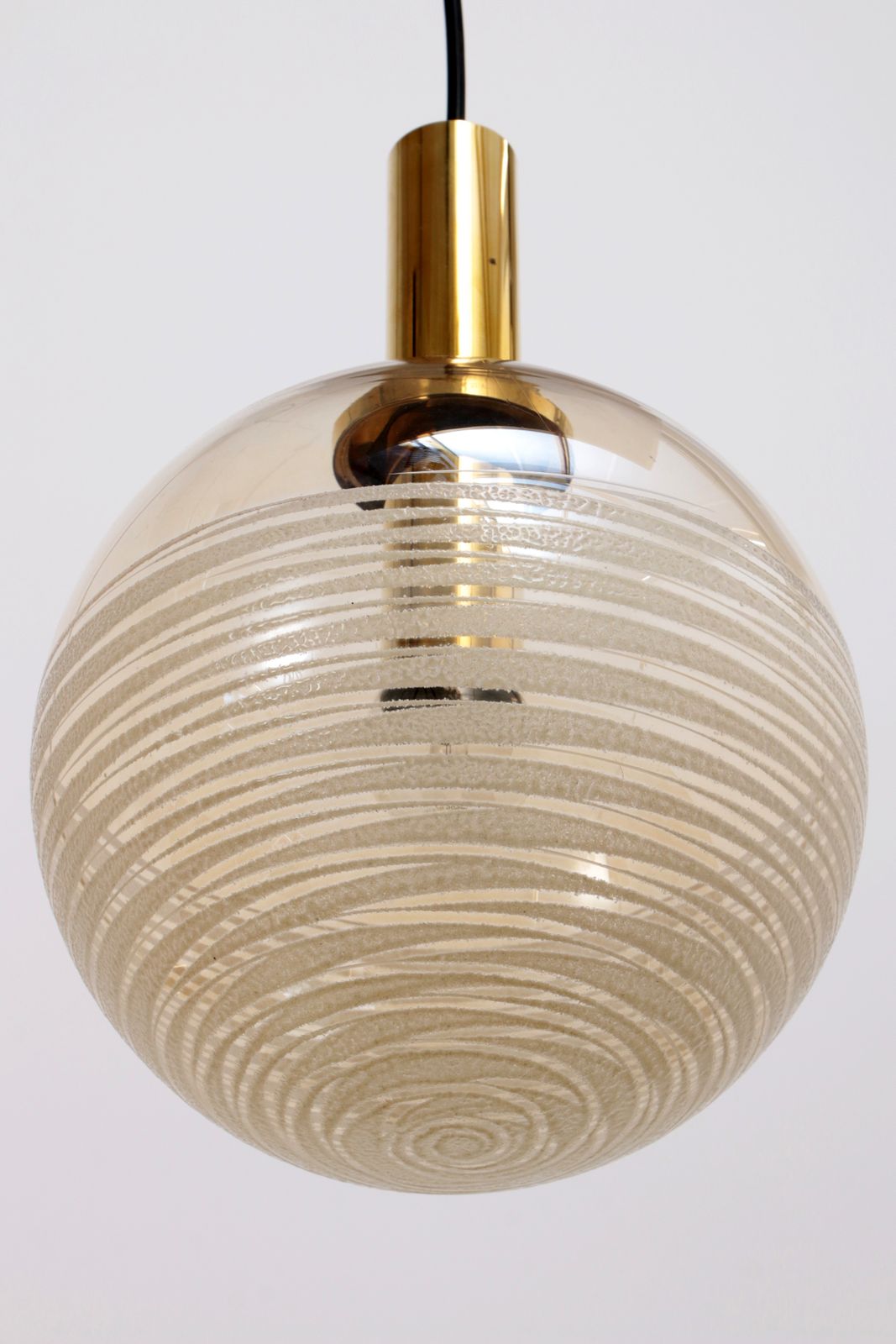 Glashütte Limburg Hanging Lamp Amber Glass, 1960s photo 1350.0