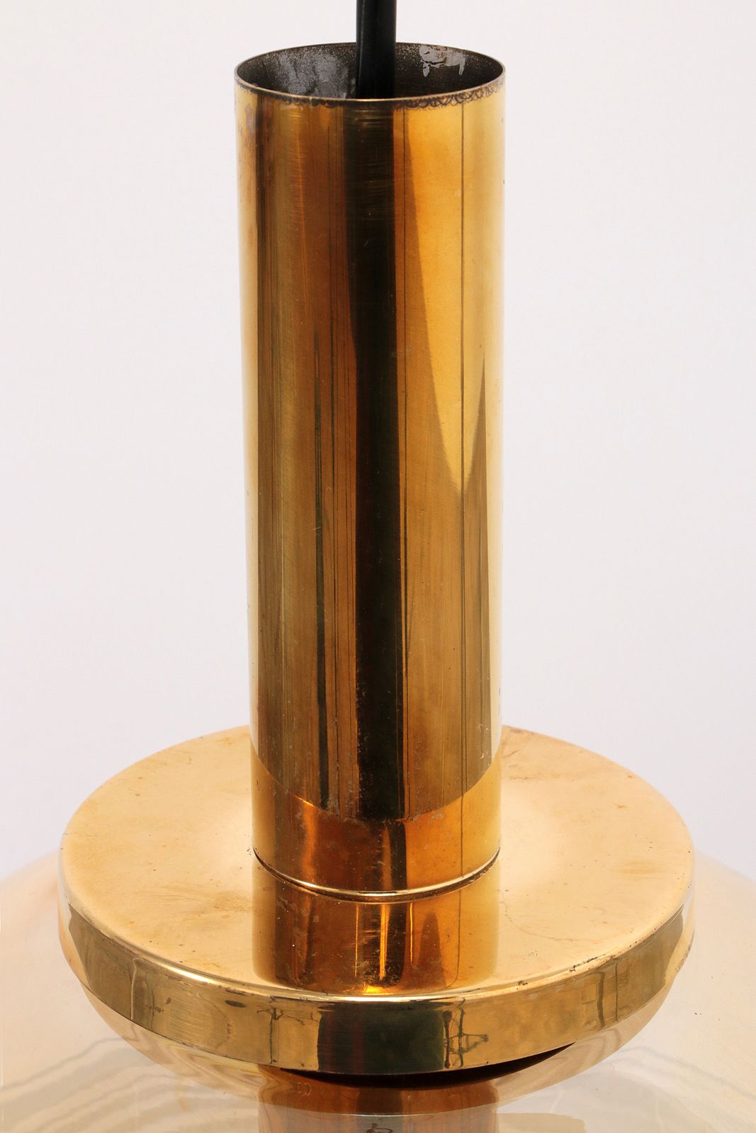 Glashütte Limburg Hanging Lamp Amber Glass, 1960s photo vintage